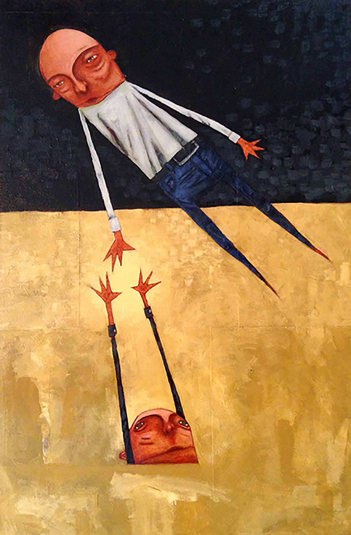 don't go  18x26 mixed media on wood panel