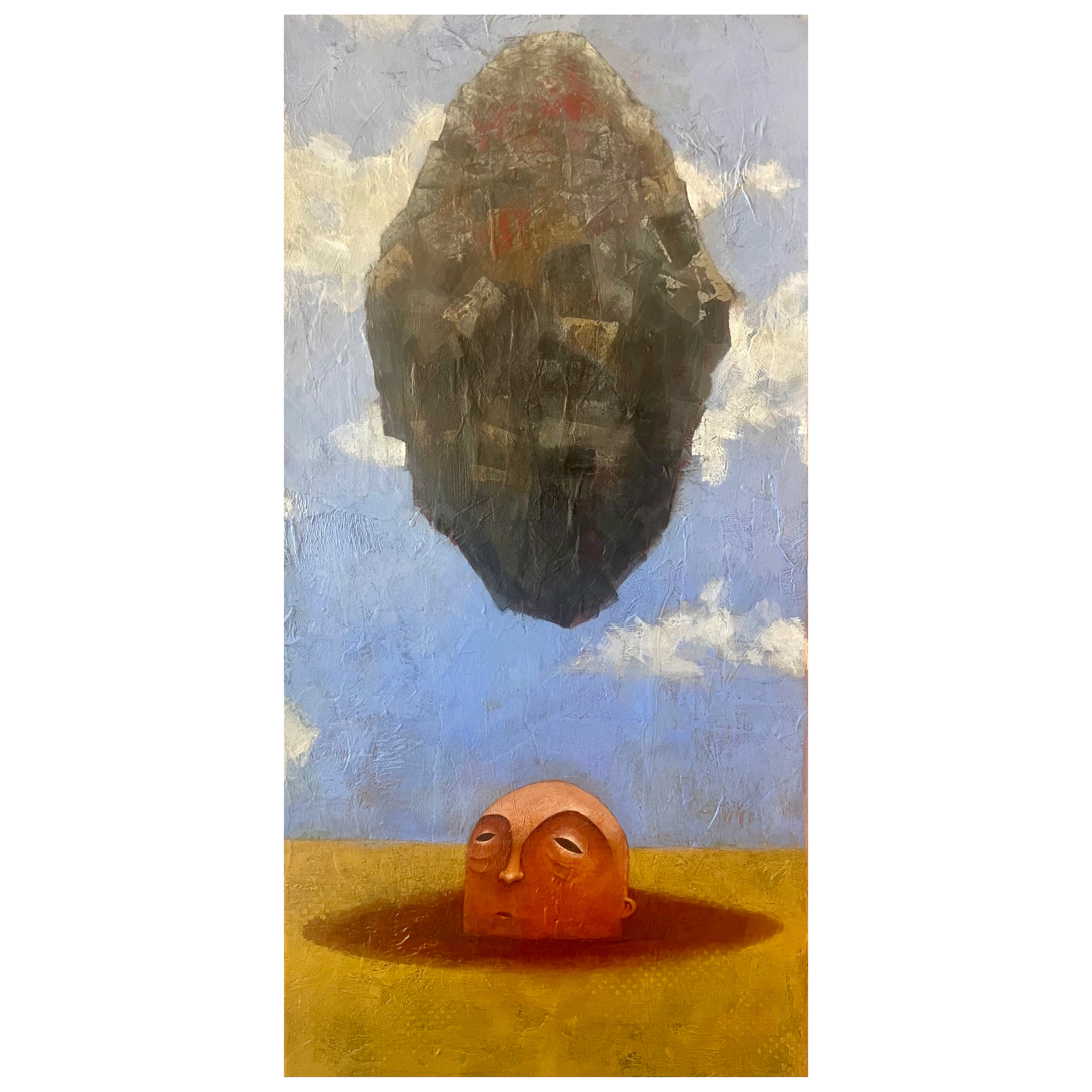 don't look up  10x20  mixed media on canvas