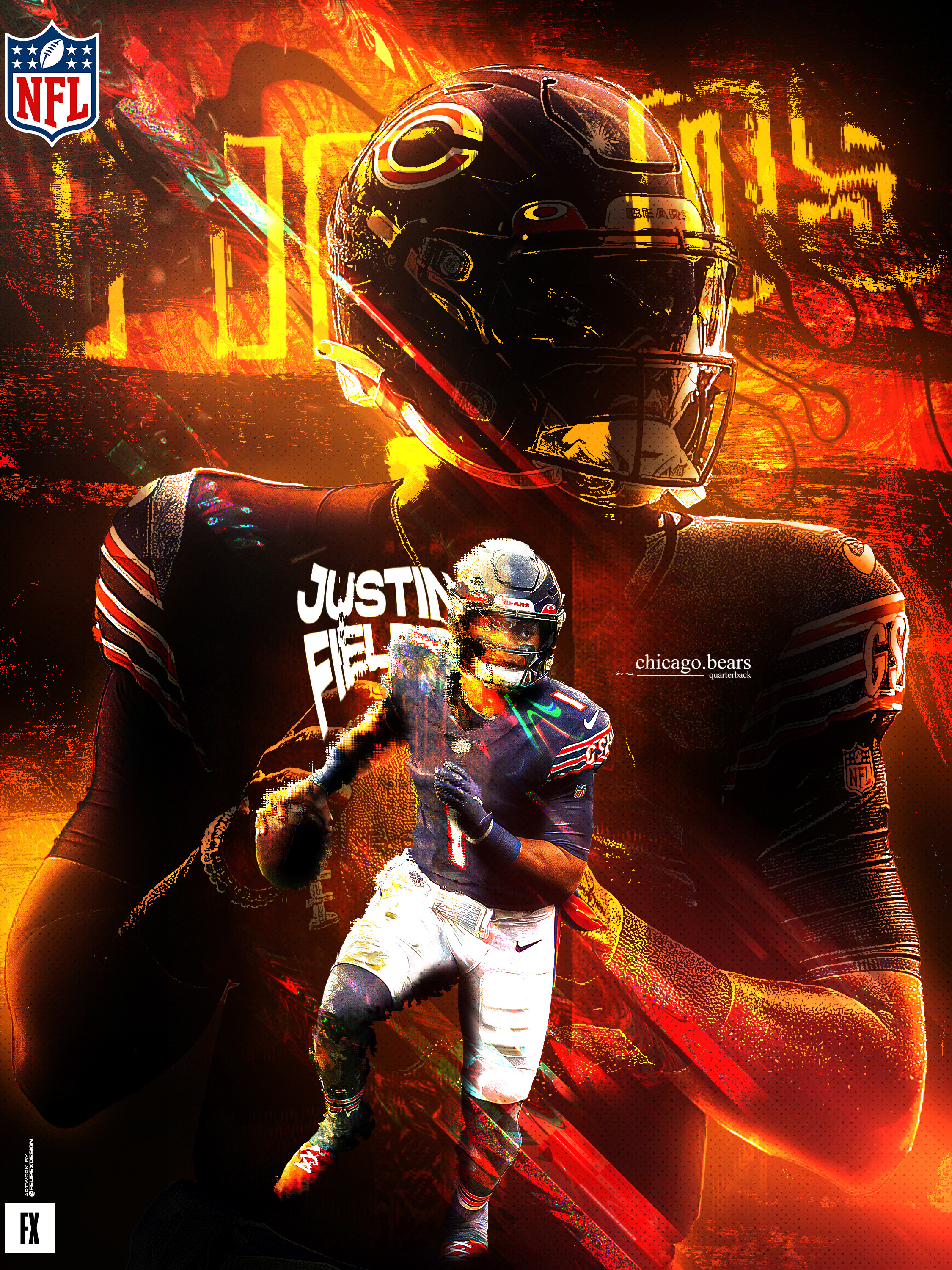 Felipe Brito - Sports Design - Justin Fields - Chicago Bears