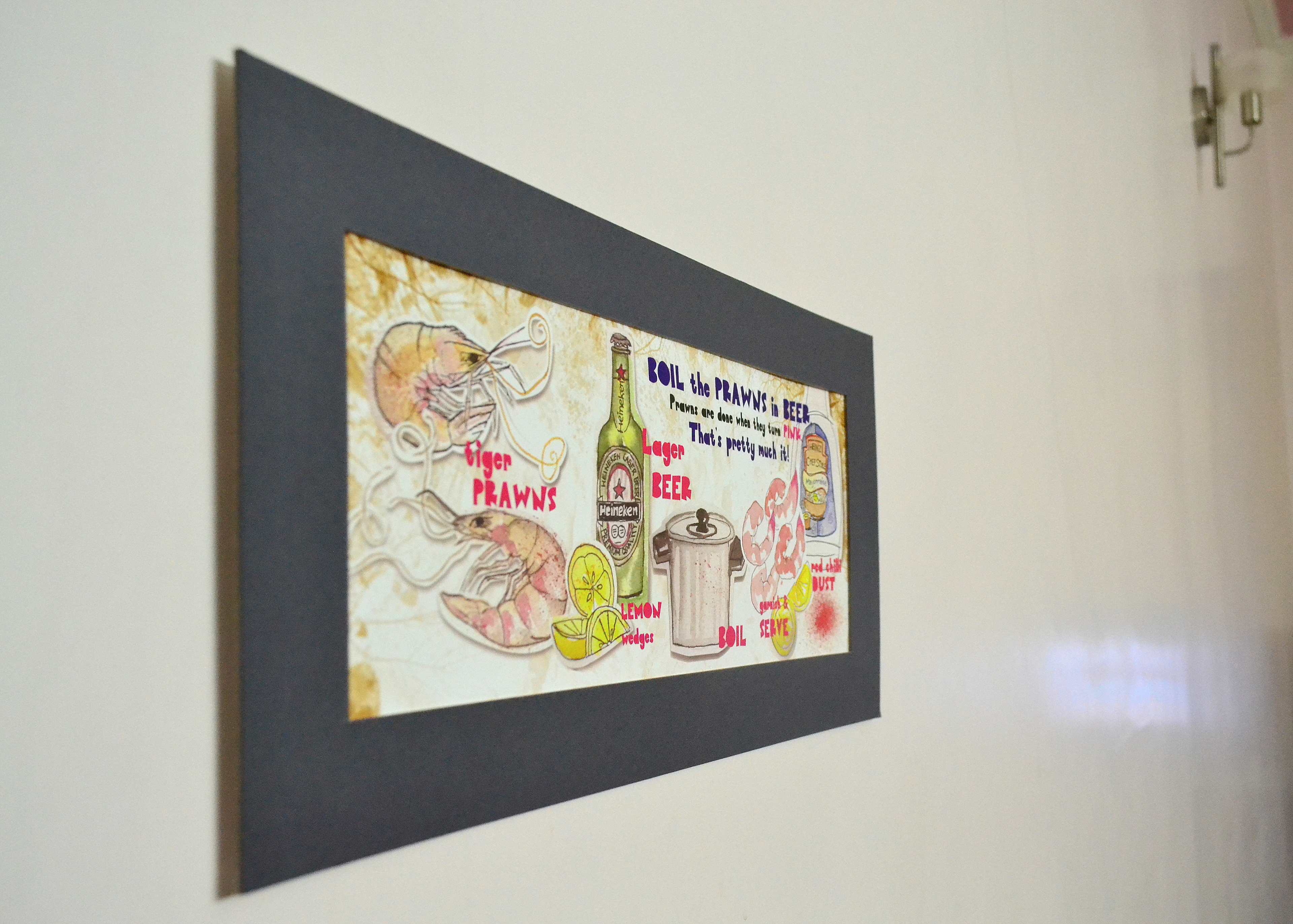 Prawn in beer. Recipe Prints.