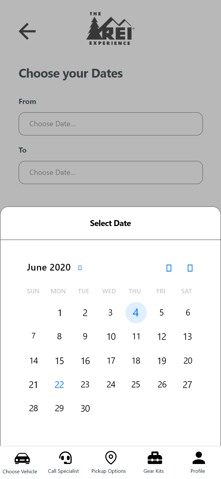 Prototype 2 Calendar modal