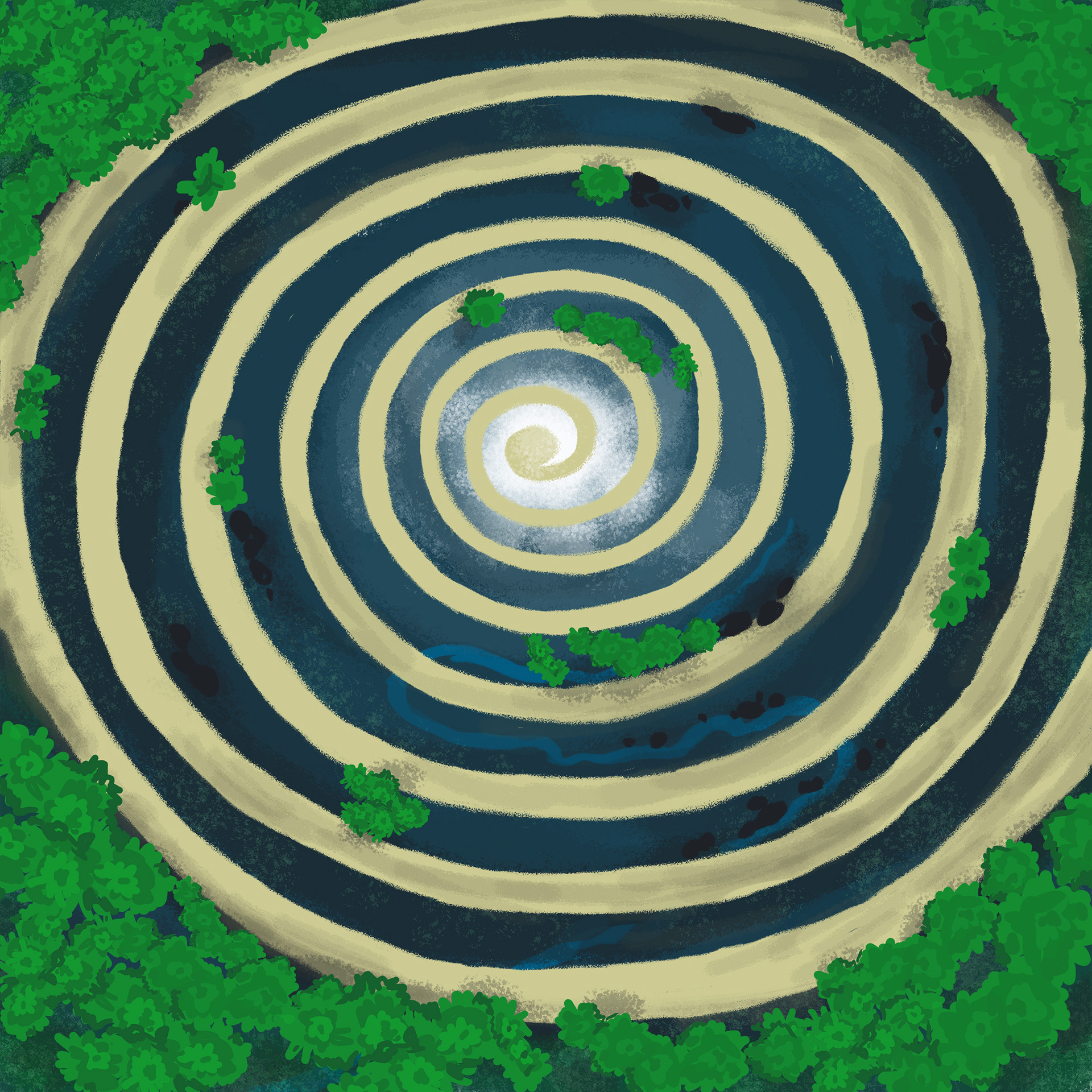 Blue Sky Mountain top view