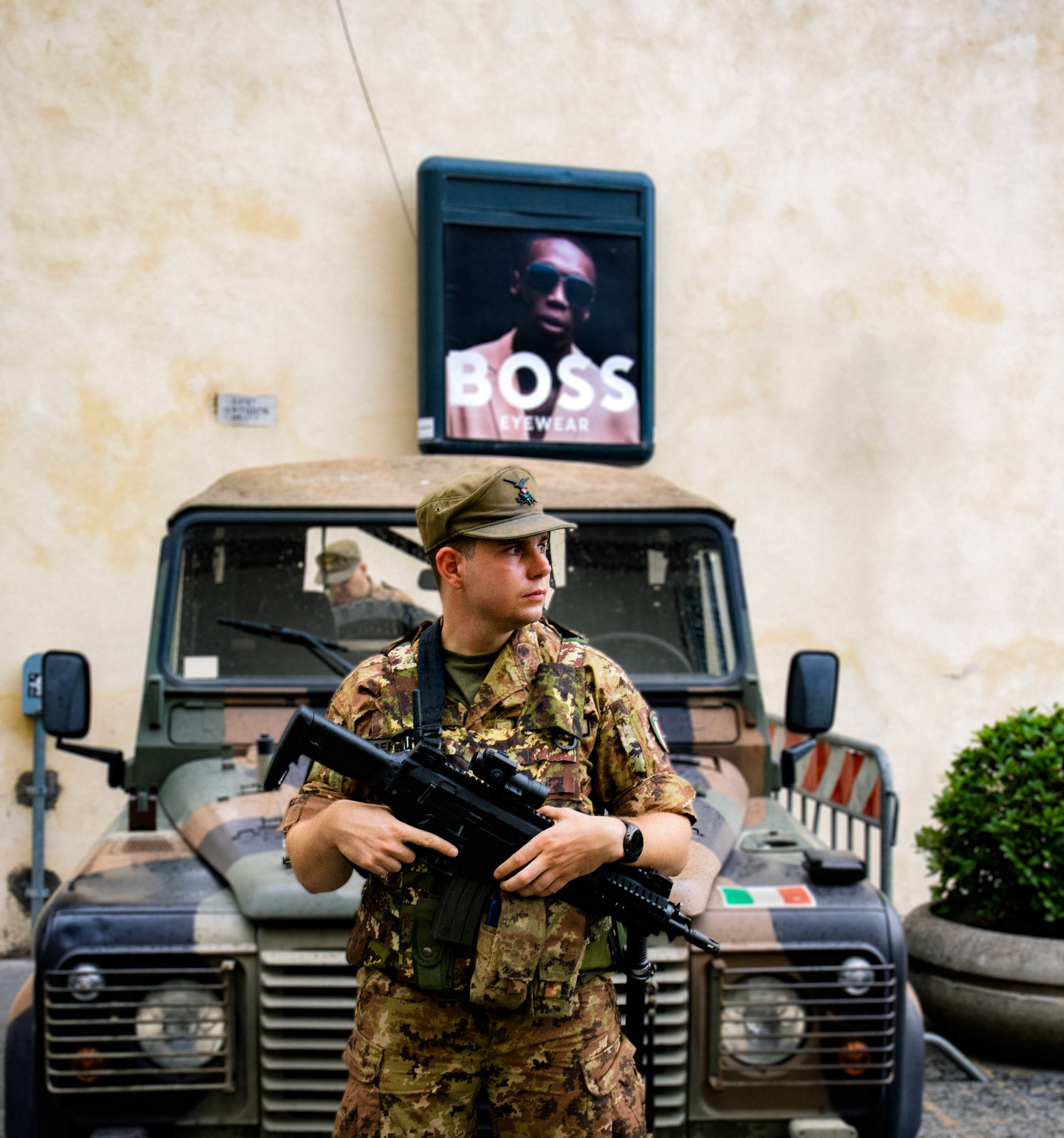 Military personnel near Trevi