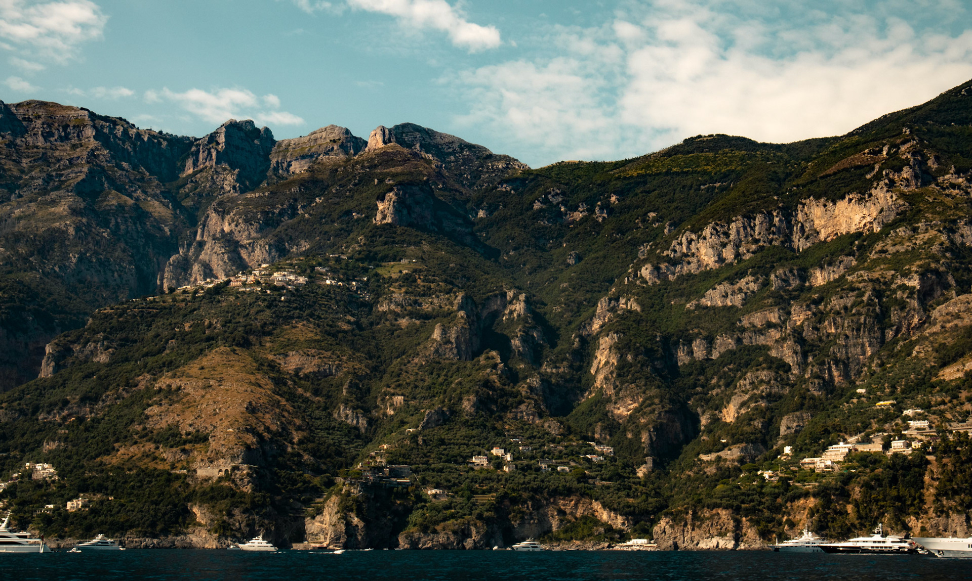 View of Amalfi Coast from ferry