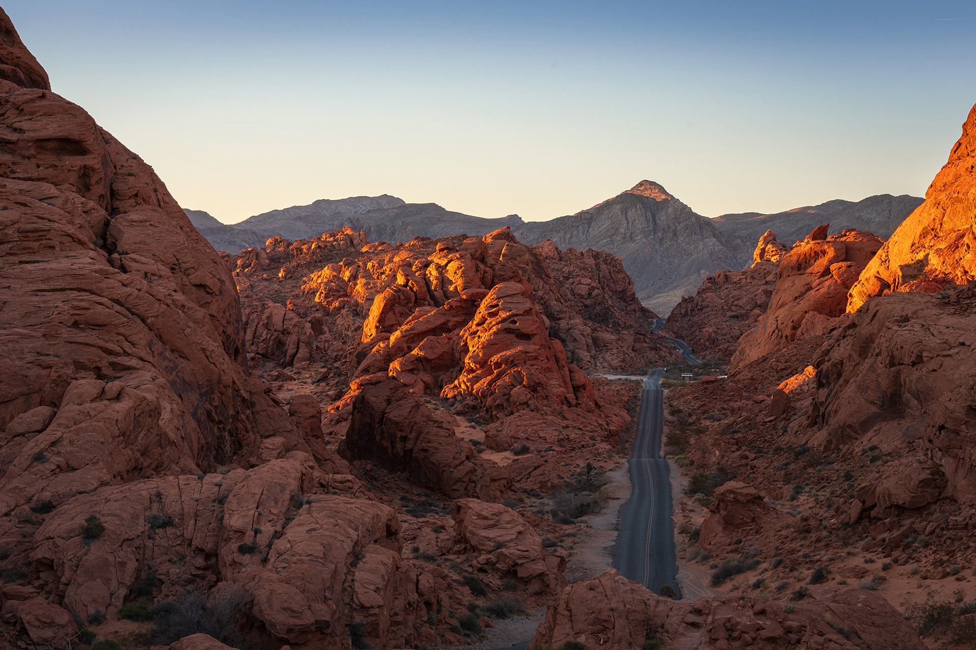Image showing a road passing through the characteristic red sandstone landscape of the Valley of Fire State Park