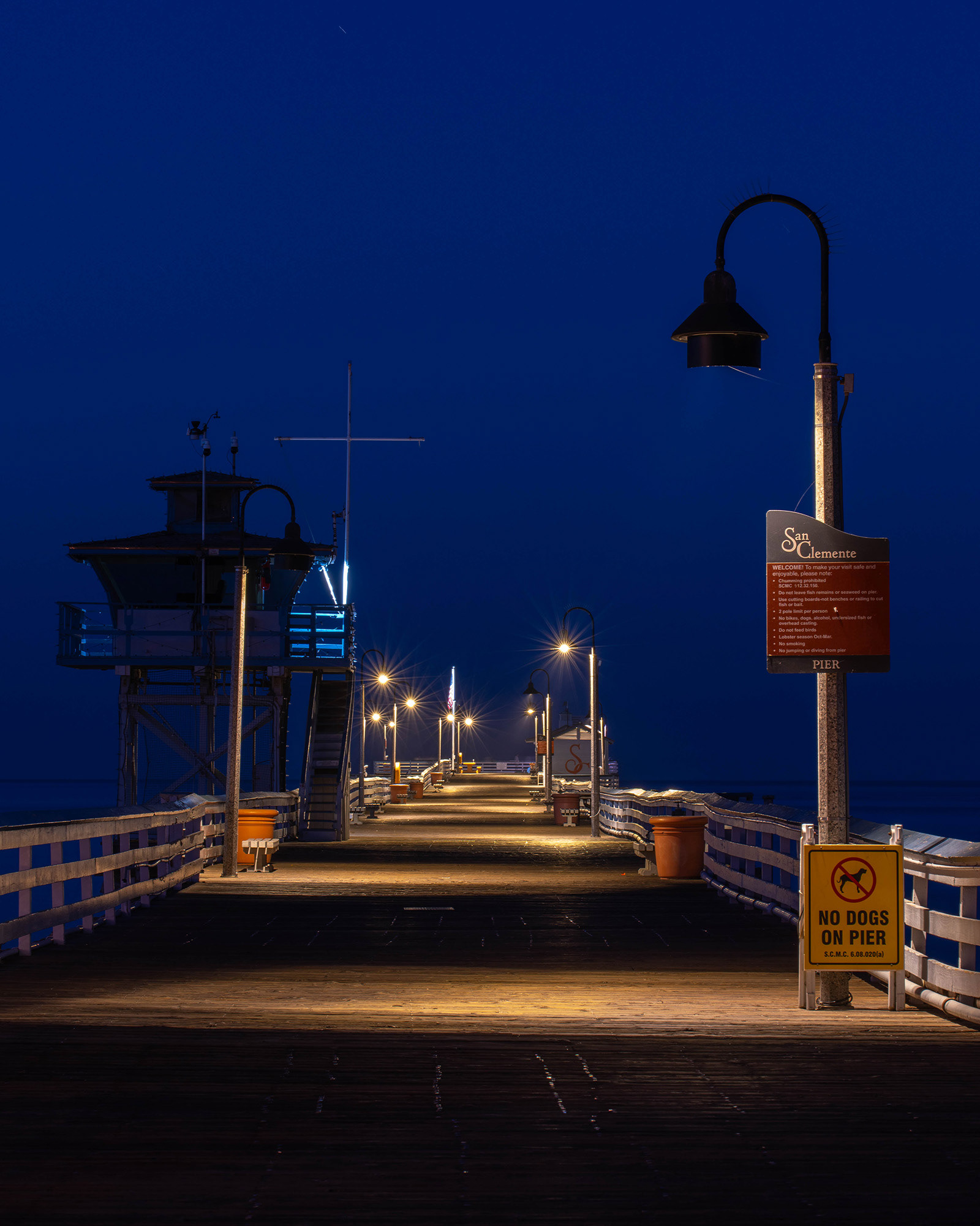 California pier lights in the early morning