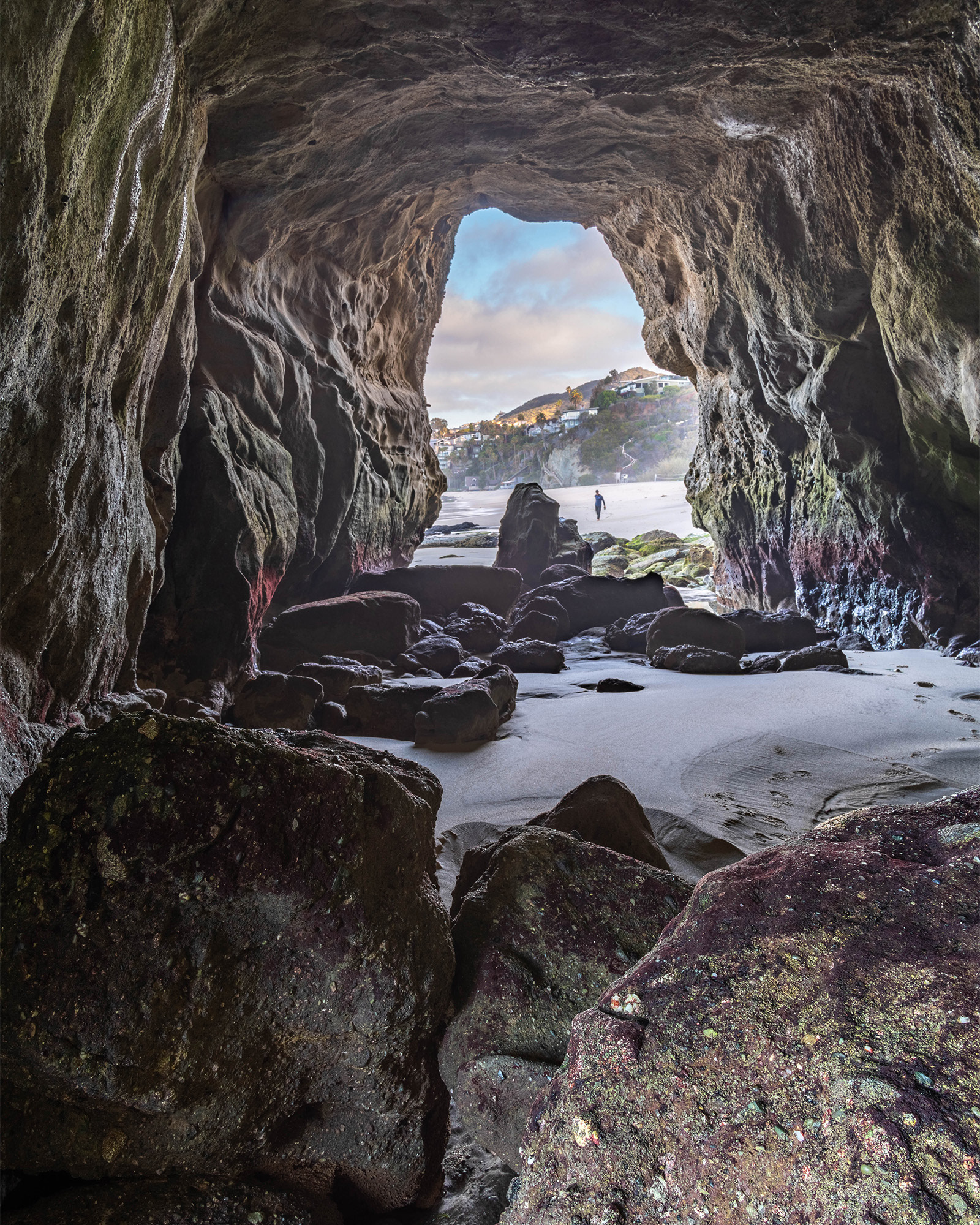 California beach seascape image from sea caves