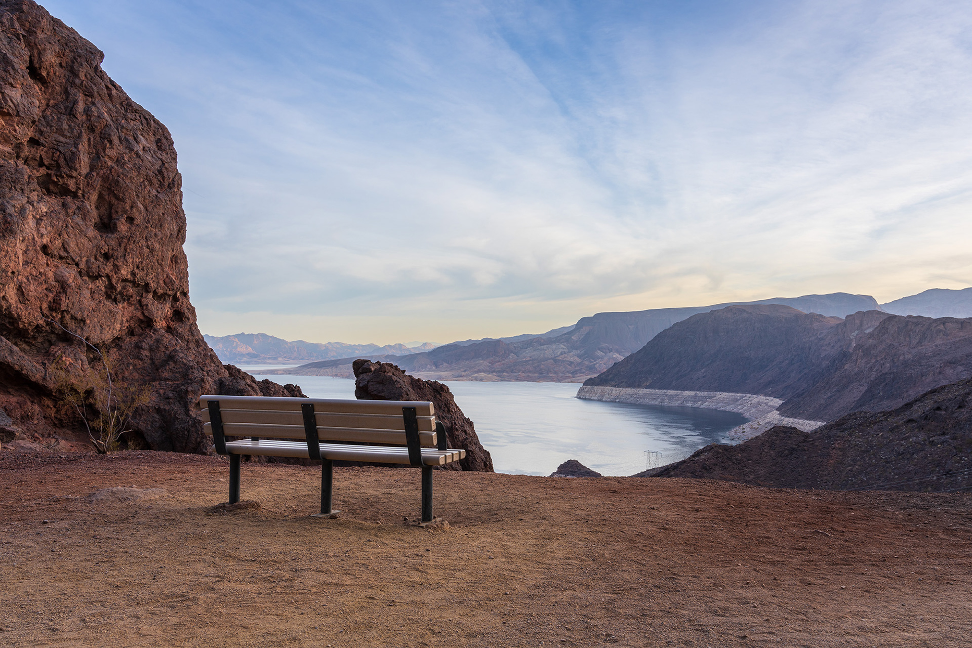 Lake Mead landscape vista from the historic railroad trail
