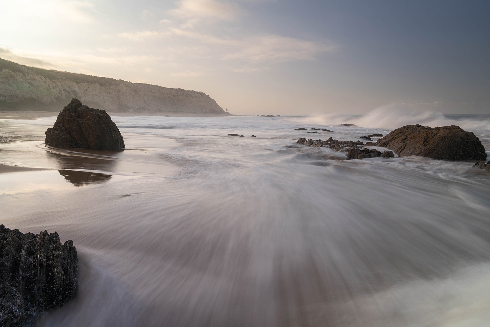 California long exposure beach image tide showing tidal movement
