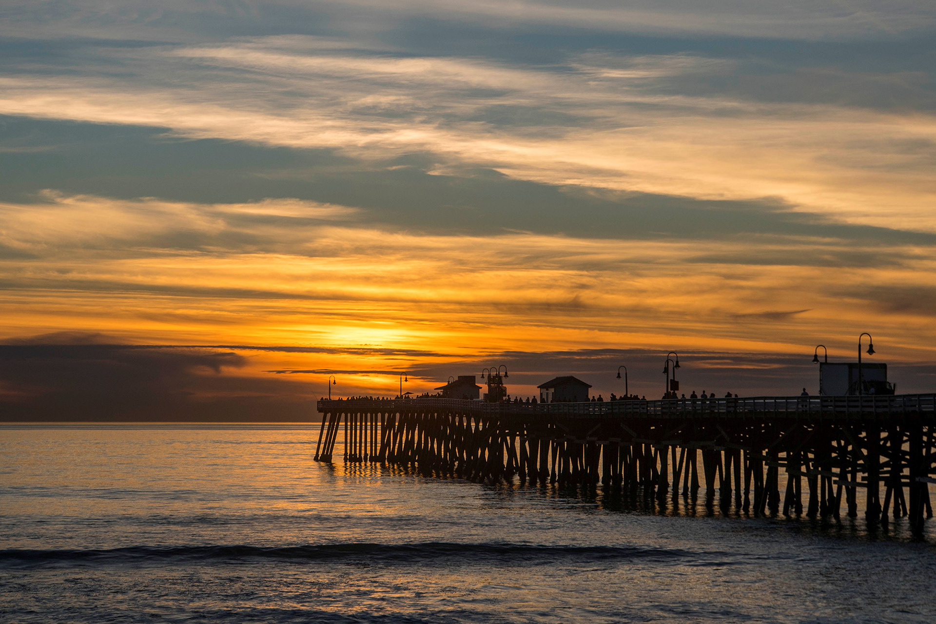 California pier sunset long exposure