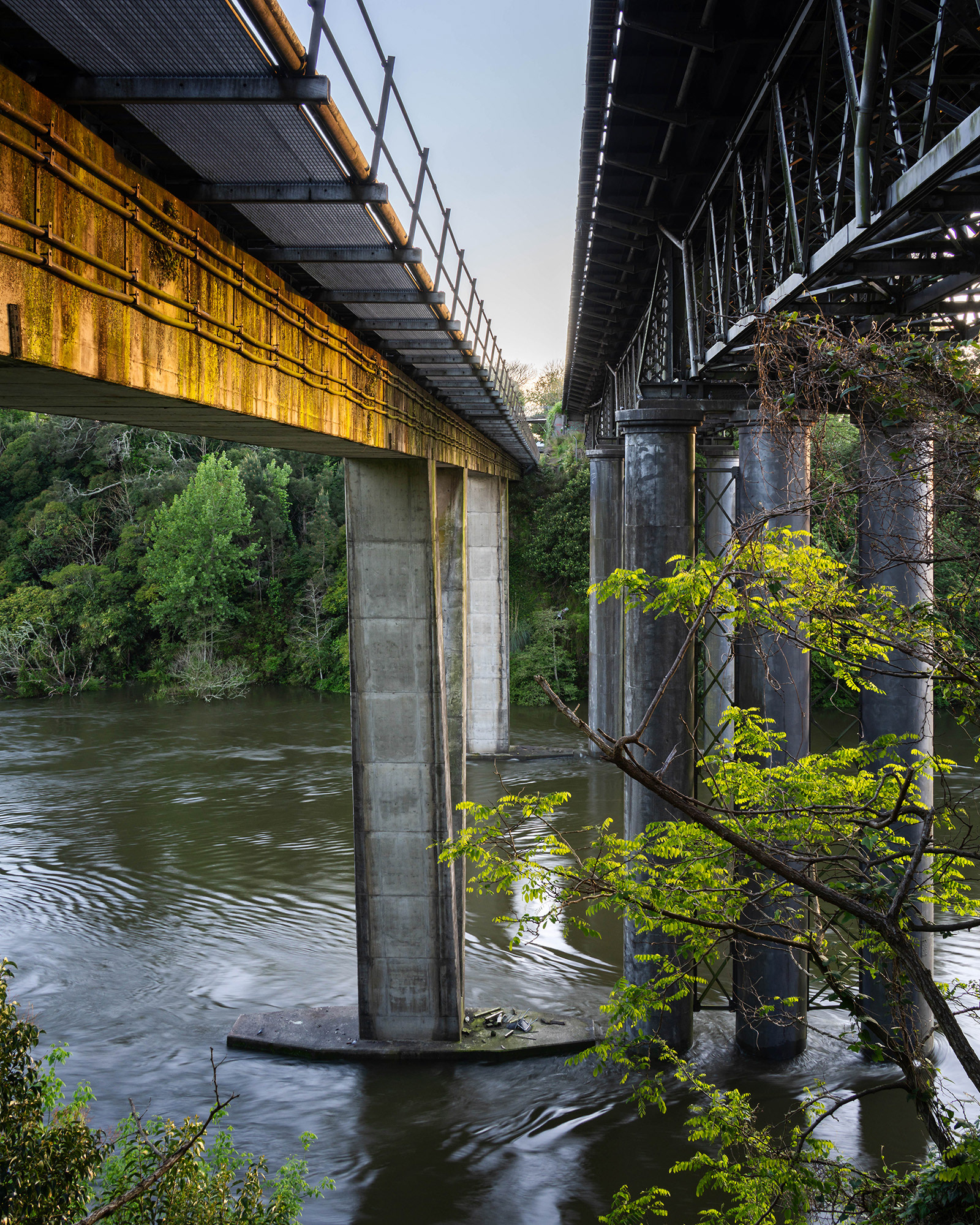 Claudlands road and railway bridge in the golden light of the morning