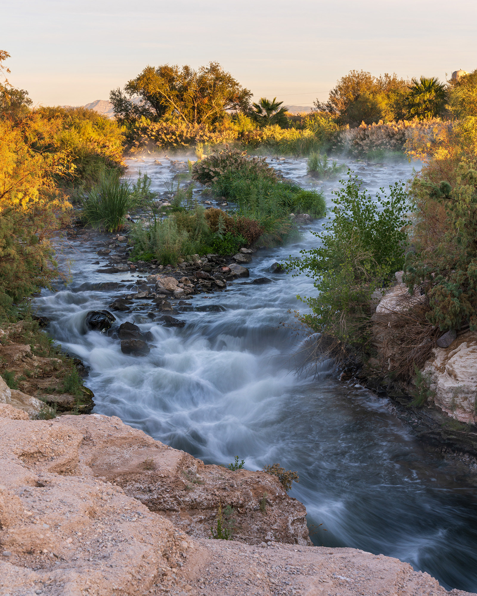 Water coursing down the wetlands wash