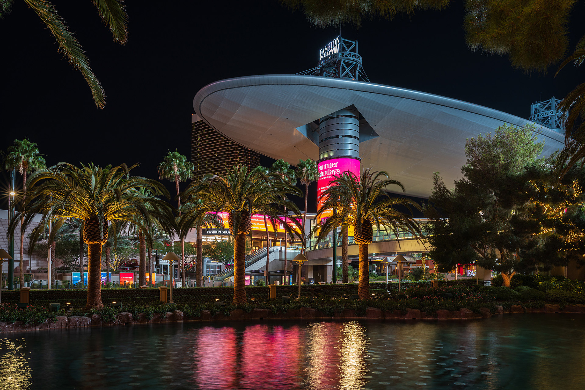 Looking across The Strip in the early morning towards the Fashion Show Mall