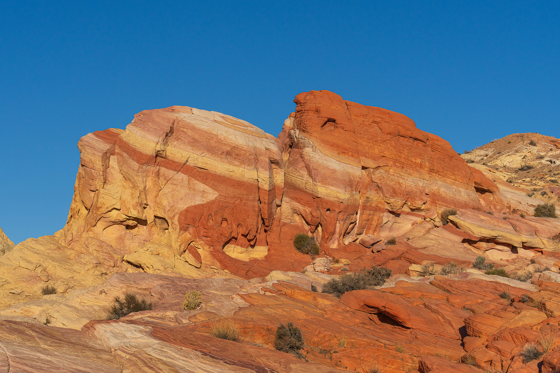 Nevada landscape image of the colourful stiped rock reminiscent of the swoosh of the Nike logo