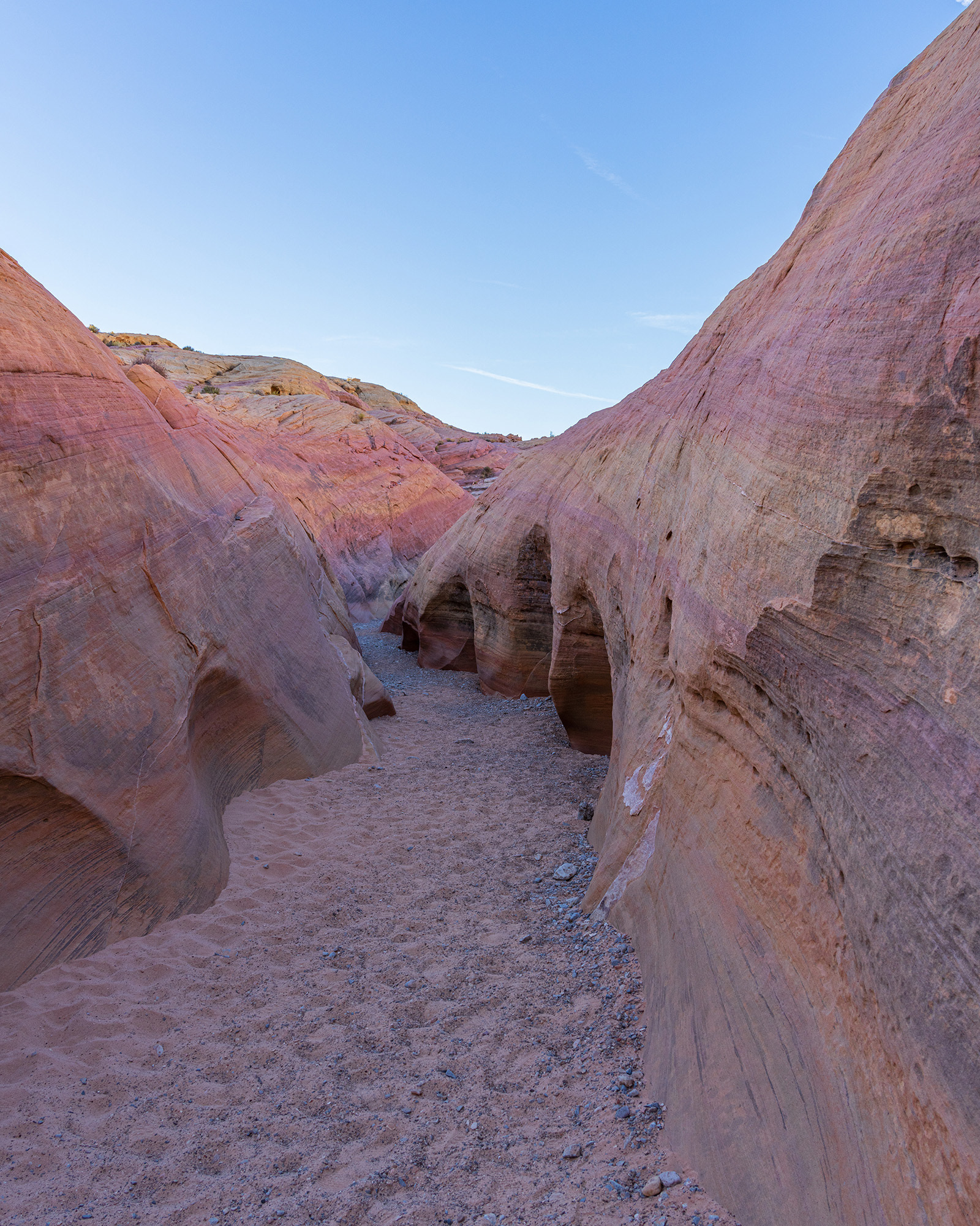 Nevada landscape image highlighting the pastel pink colouring of a sandstone slot canyon