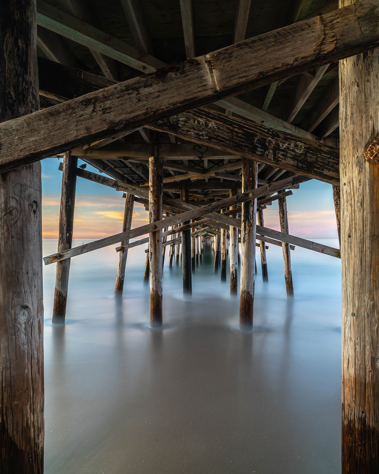 California seascape taken beneath California pier
