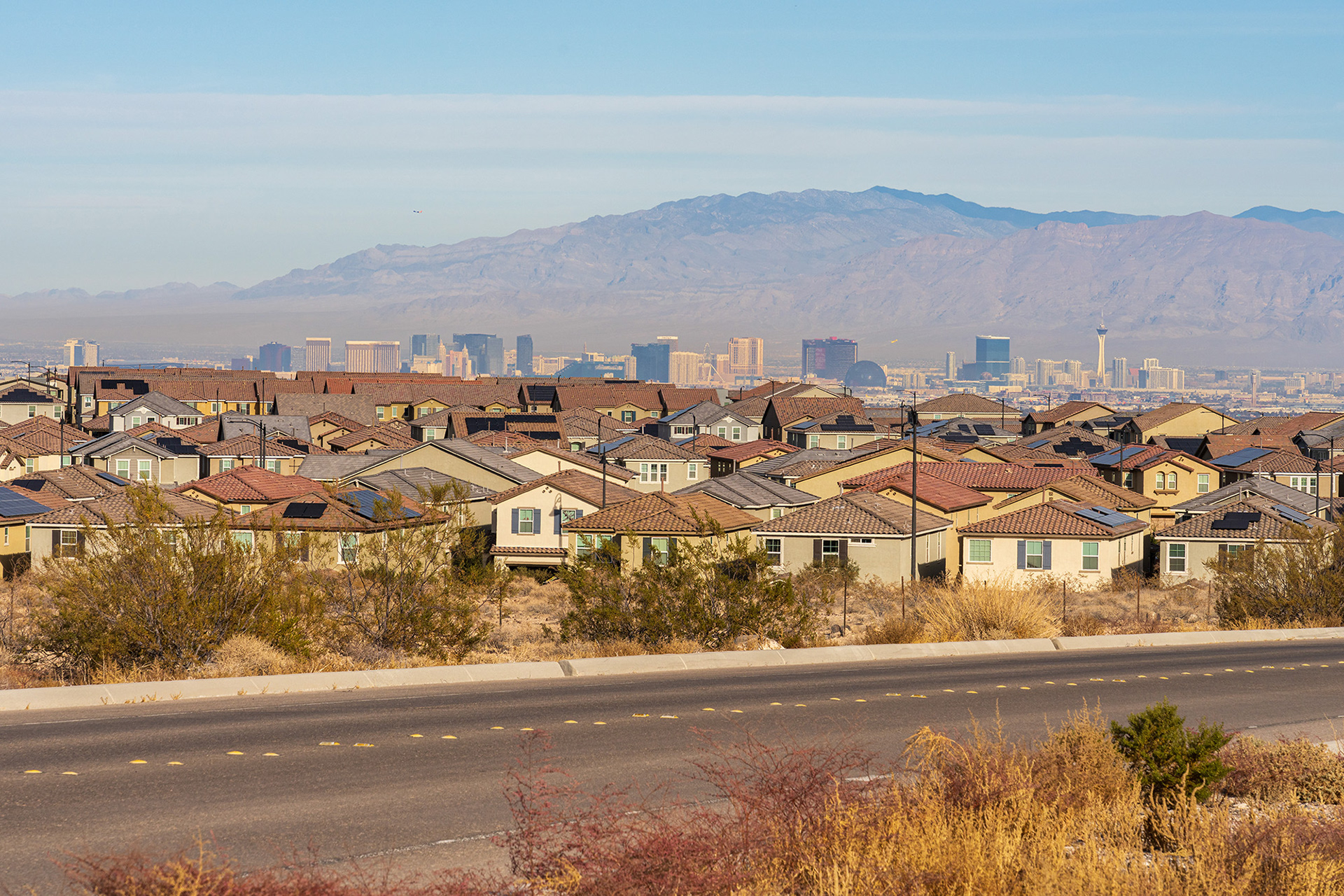 Las Vegas encircled by the ever expanding sea of development shown in this landscape image