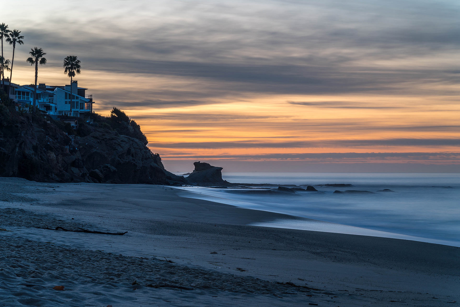 California seascape showing a rocky point