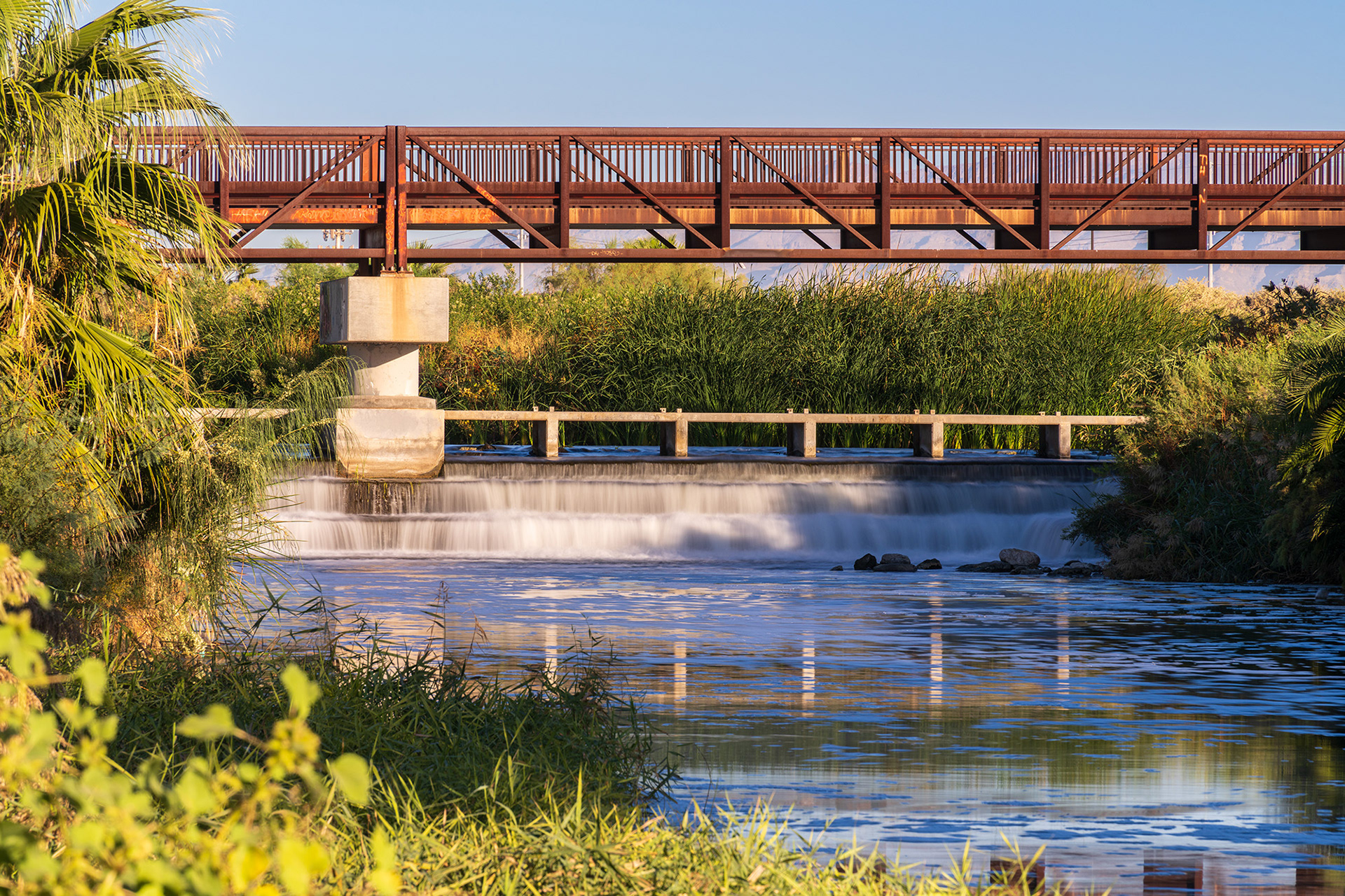 Wier in the Las Vegas Wetlands wash in the early morning light