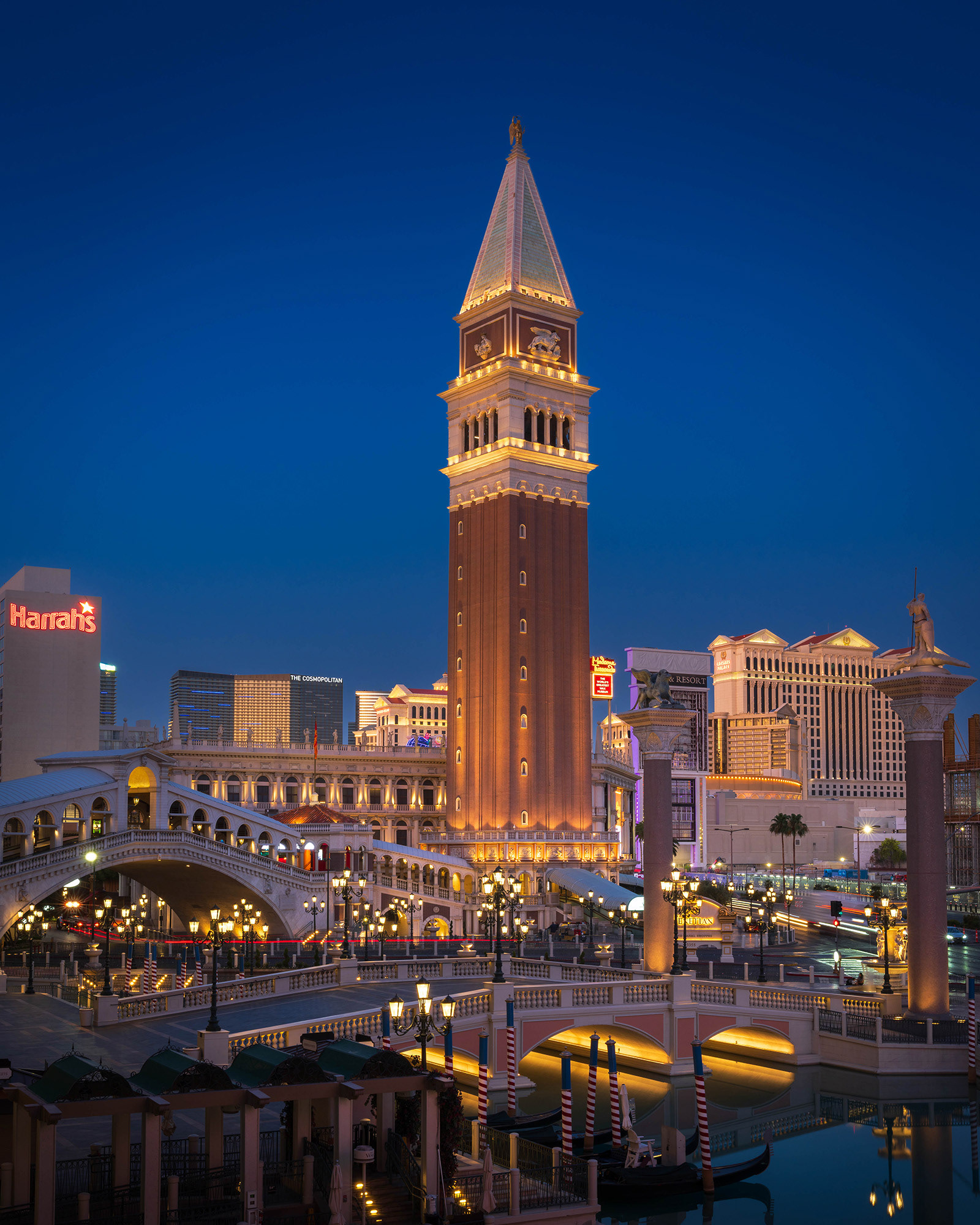 View across the frontage of the Venetian taken in the early morning before dawn