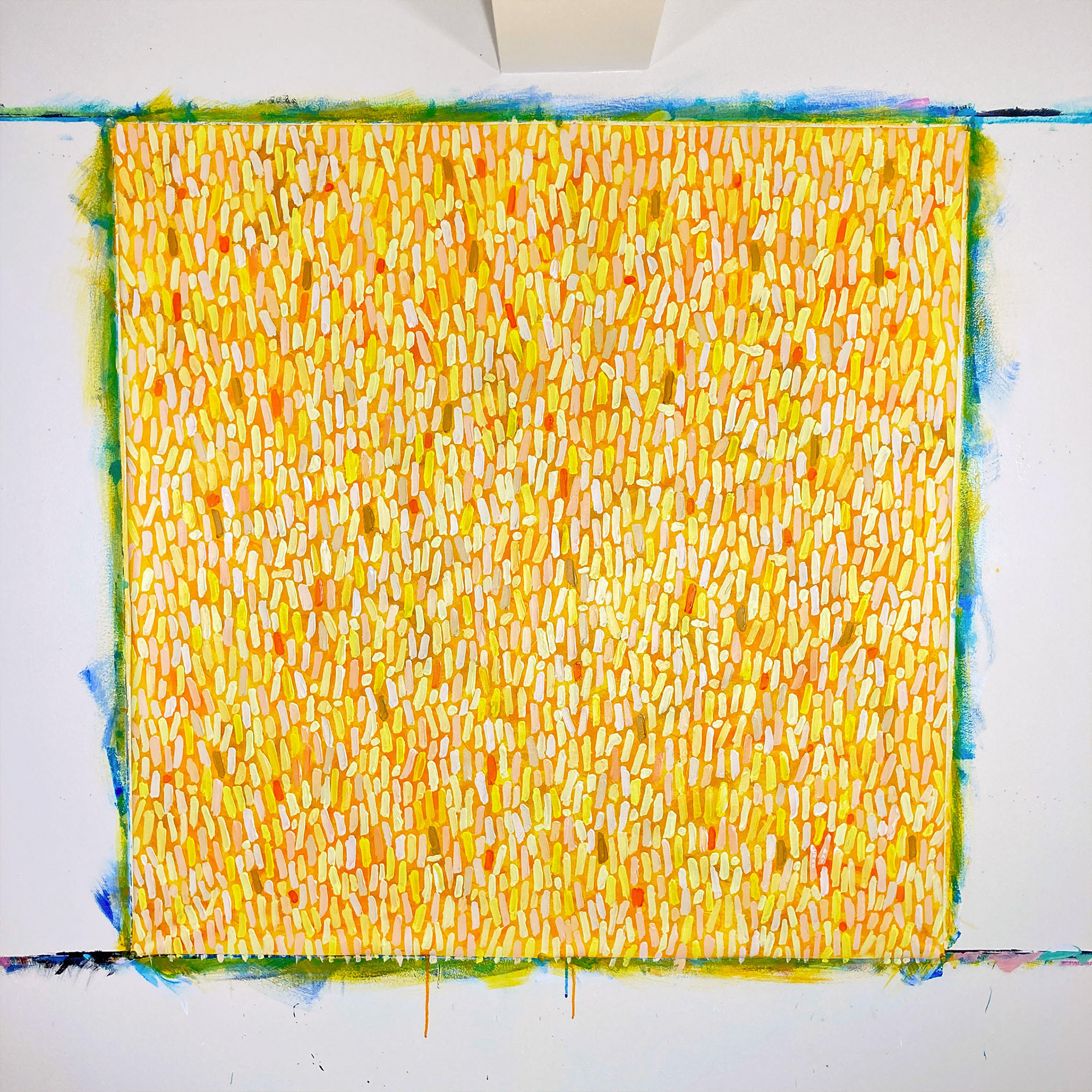 Full original unstretched painting on studio wall