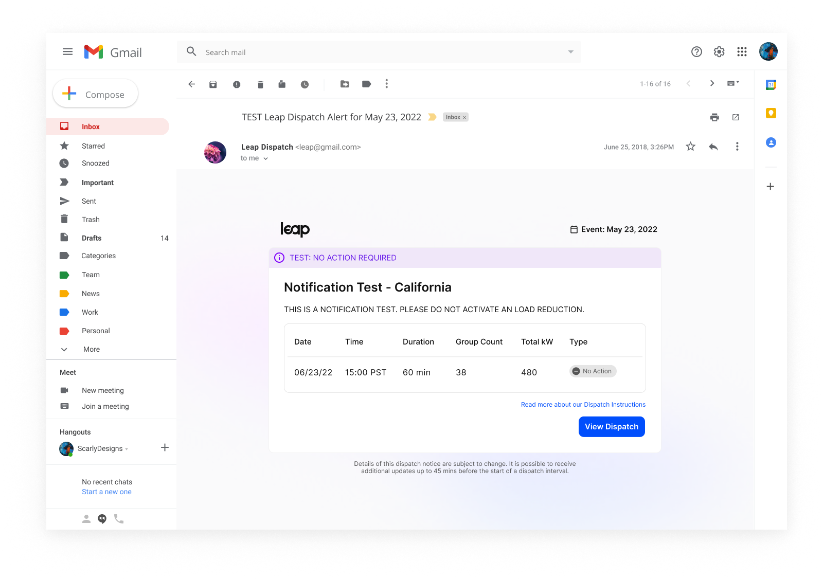 Dispatch Notification