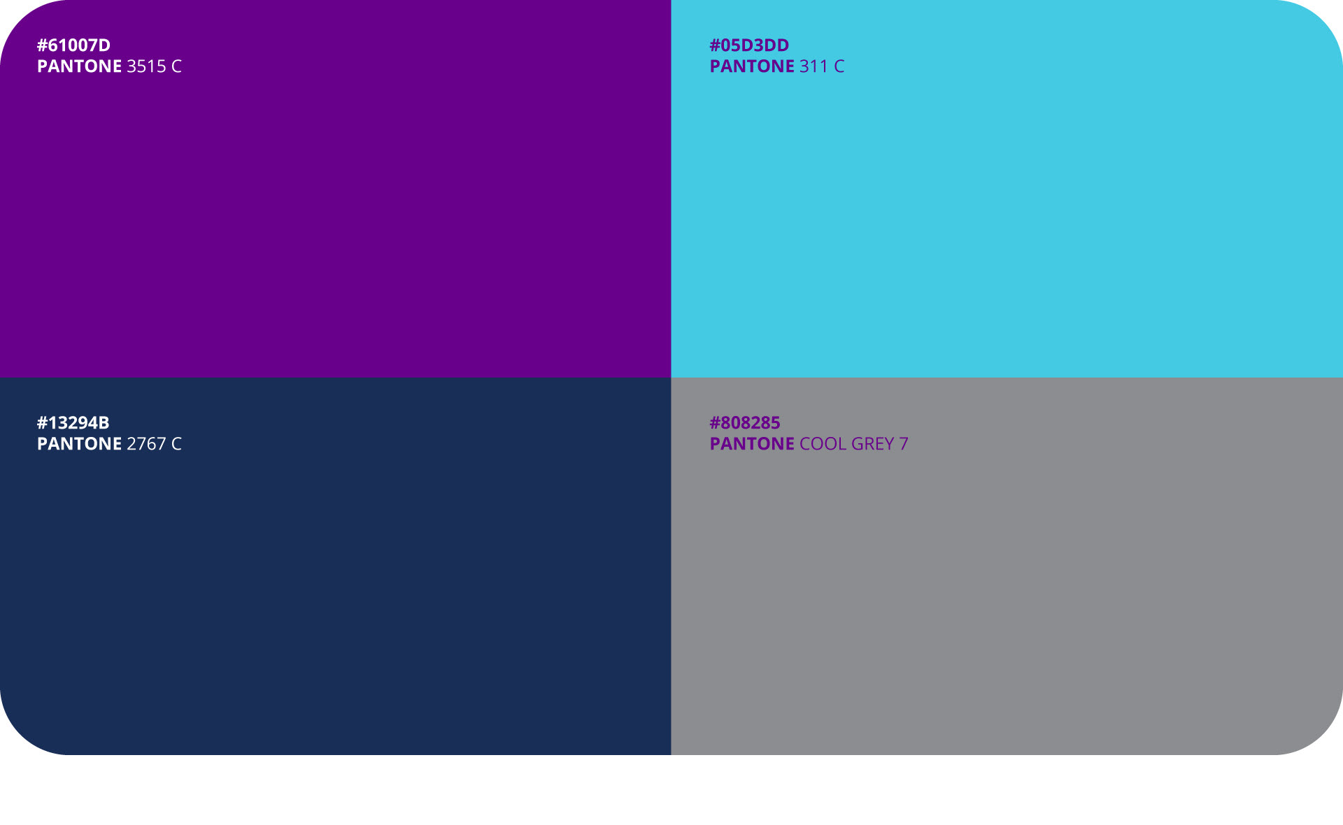 Paleta de cores Pantone azul e roxa