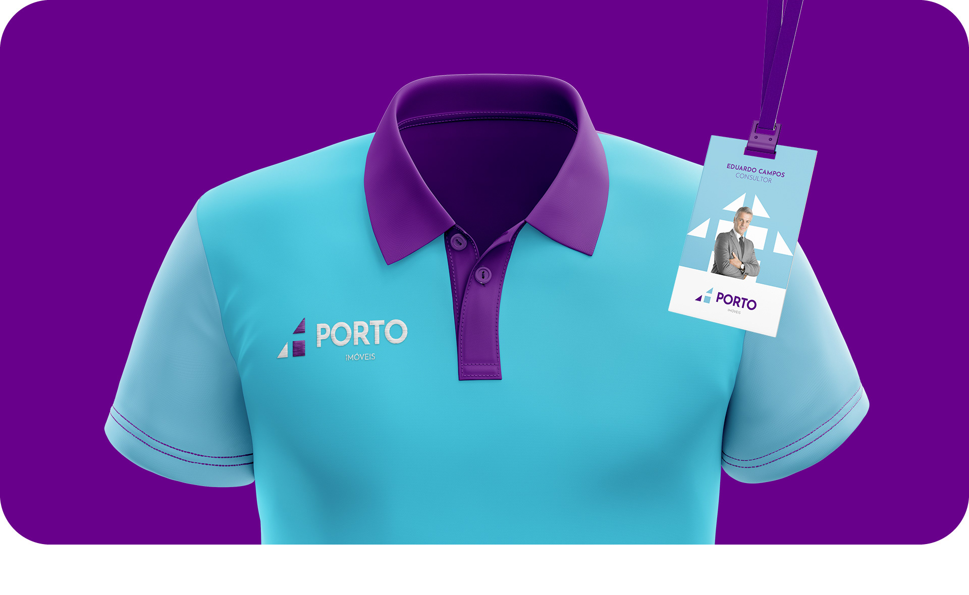 Design de uniforme e crachá imobiliária