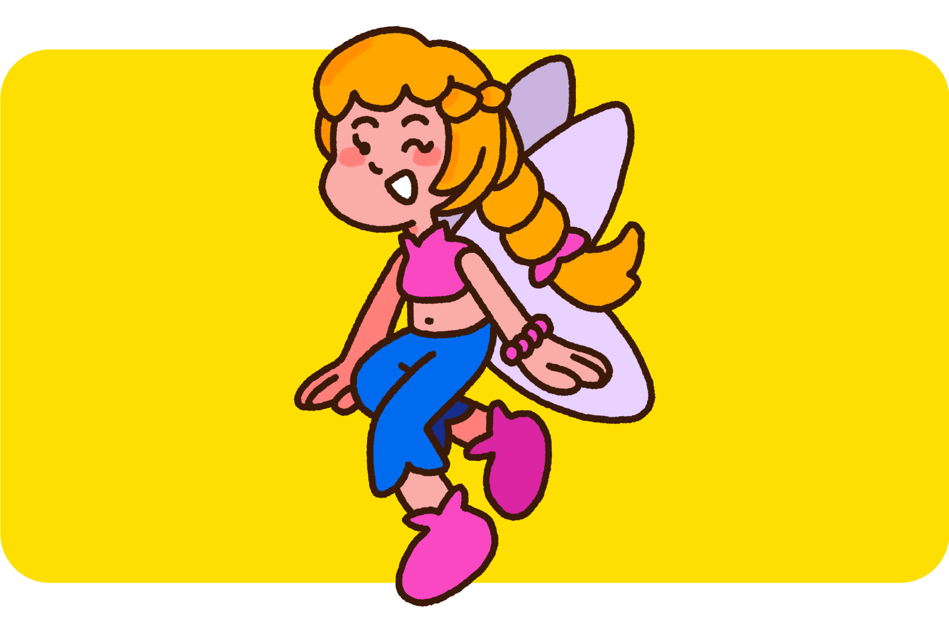 Fada mágica fofa cartoon rosa e amarela