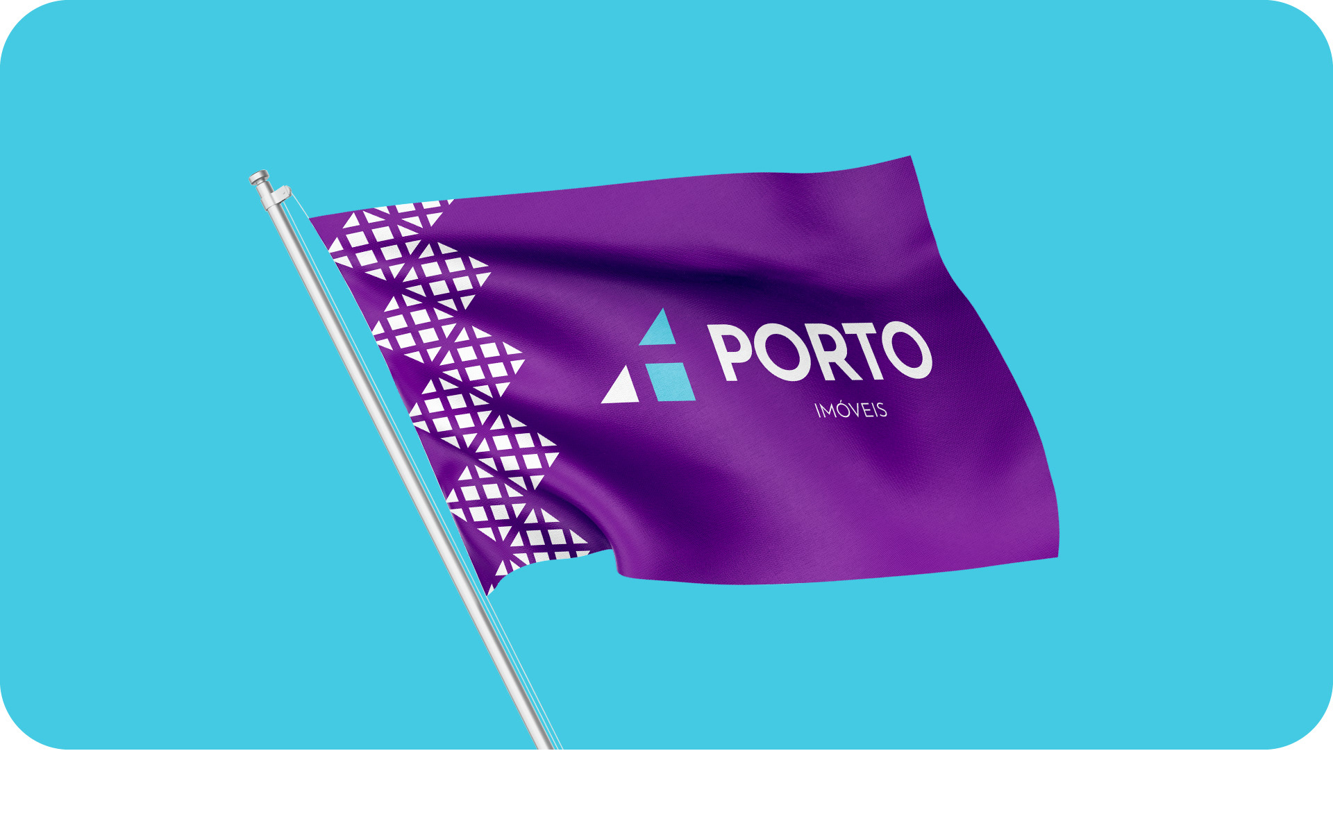 Mockup bandeira imobiliária roxo
