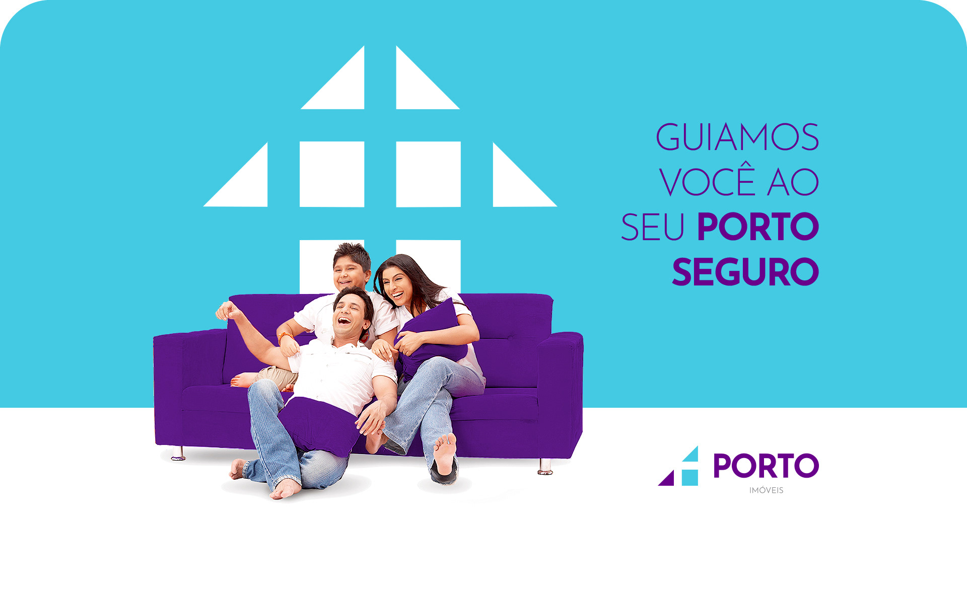 Banner publicitário imobiliária azul roxo