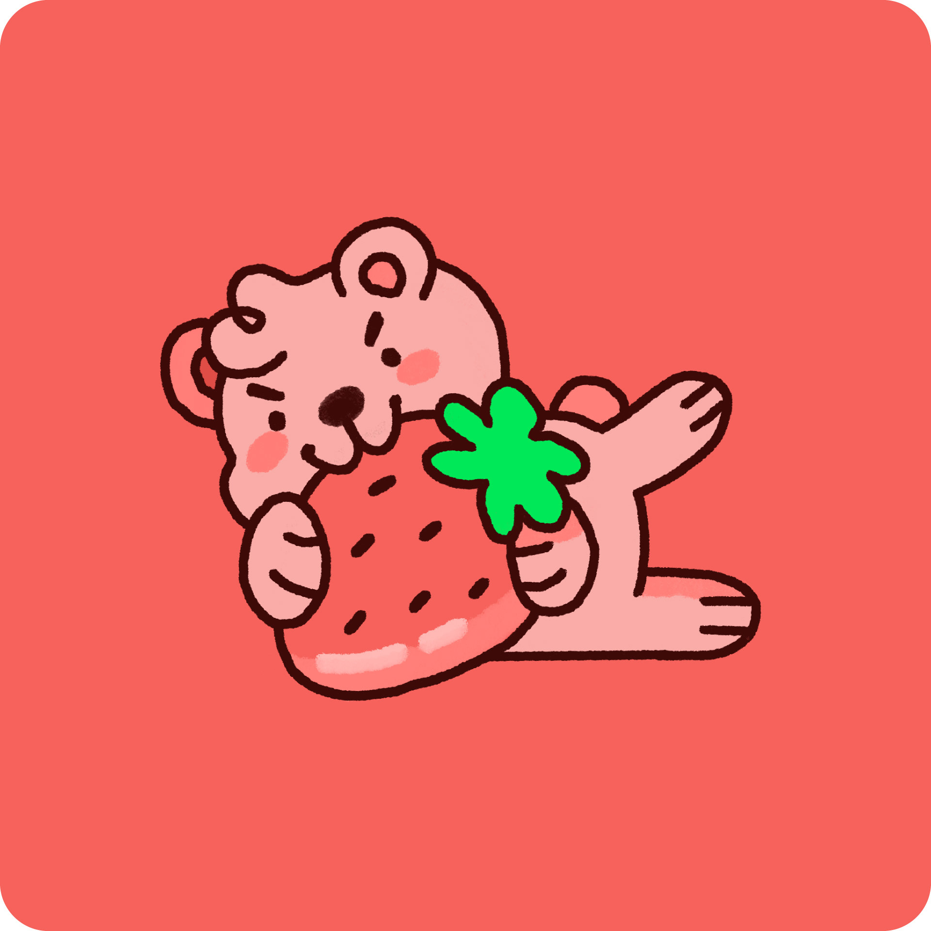 Ilustração de urso fofo com morango