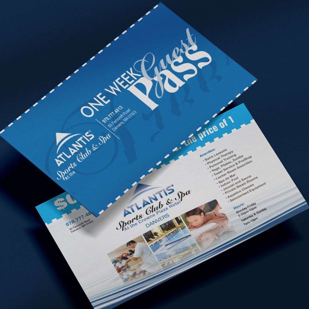 Individual guest pass and swim coupons designed for standalone use.