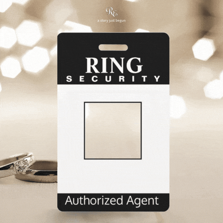 nimated Ring Security Badge demo showing easy personalization with photo, name, and color customization.