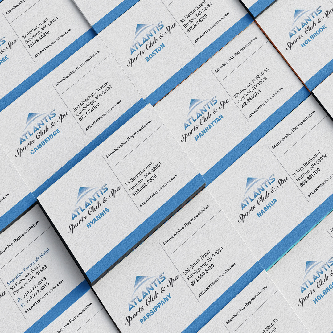 Atlantis Sports Club & Spa logo design showcasing cohesive branding for multi-location fitness centers