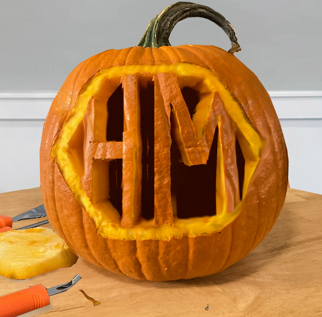 Jack-O-Lantern Logo Carving in Progress