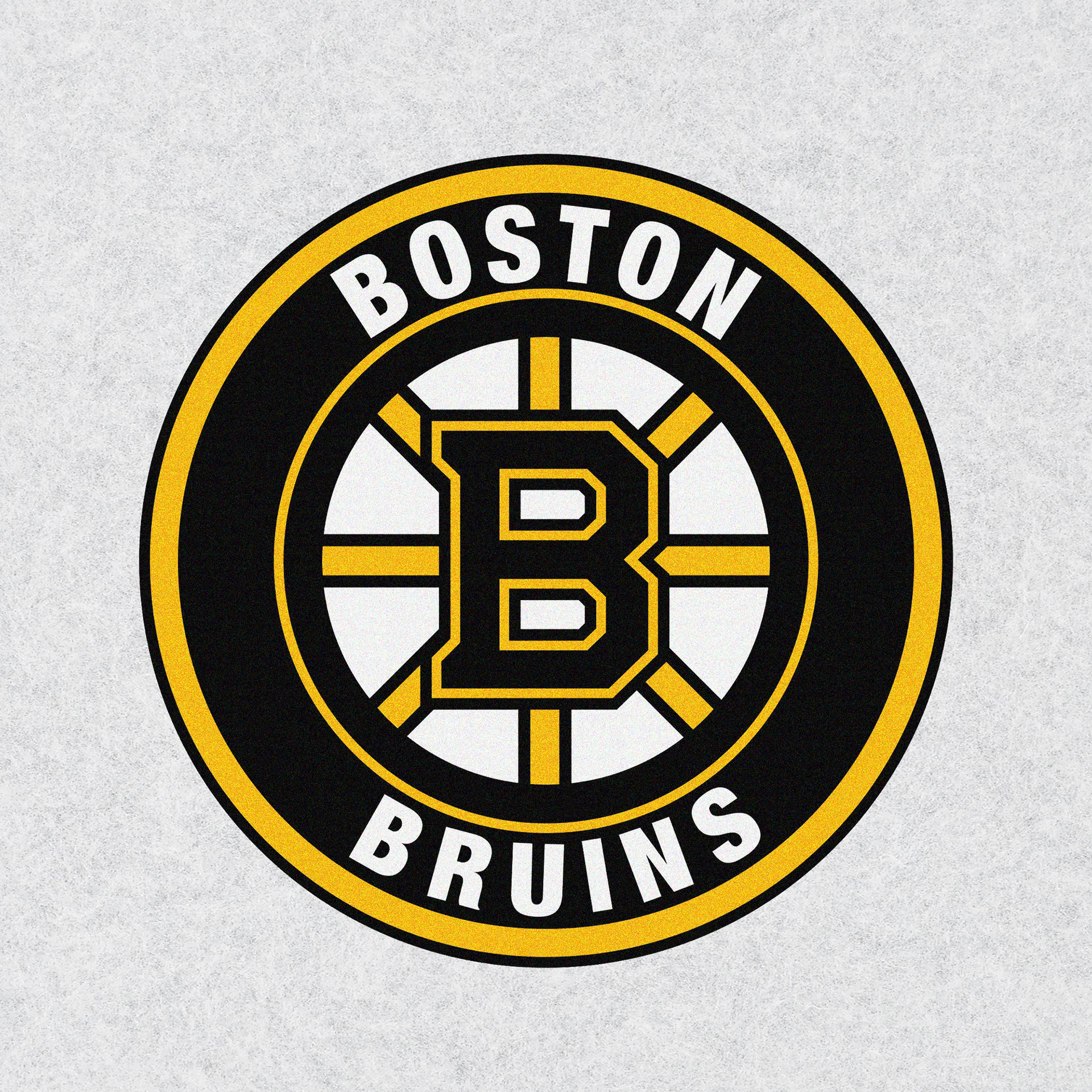 Boston Bruins logo printed in classic black and gold on white pellon for accurate color registration in screen printing.