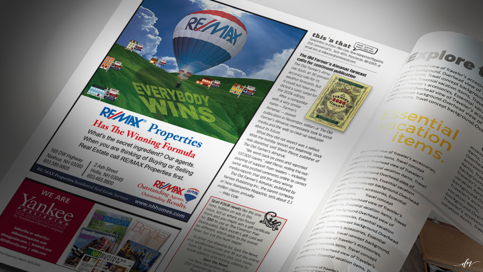 One of four RE/MAX seasonal campaign ads featured in NH Home Magazine.