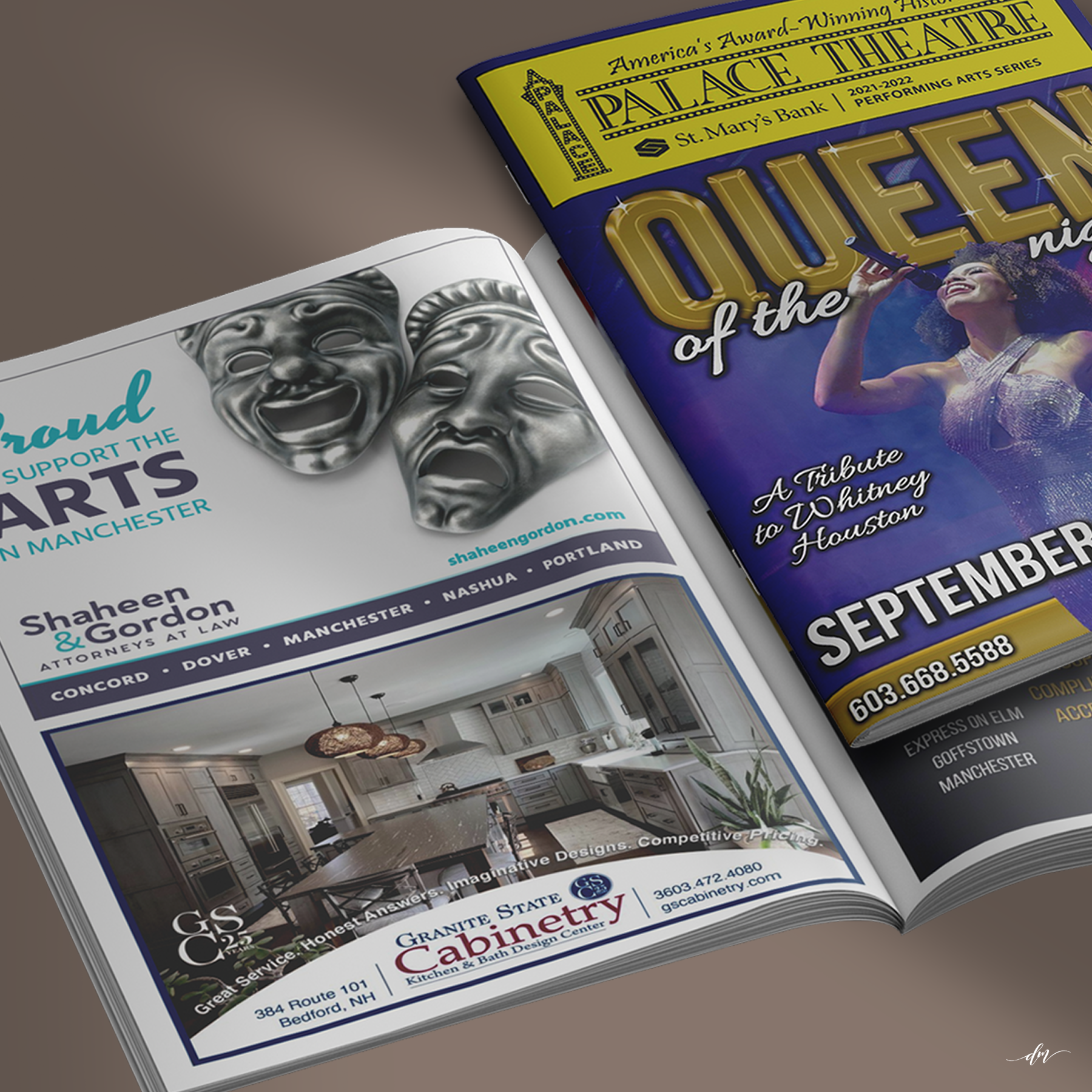 Selected advertisement design adapted for placement in the Palace Theatre playbill.
