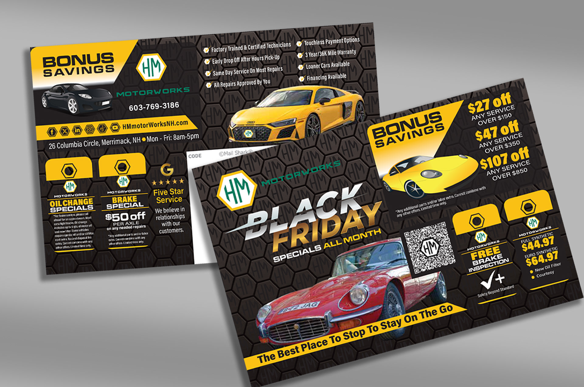 Black Friday Punch-Out Coupon Card yellow sports car,, embedded HM mark