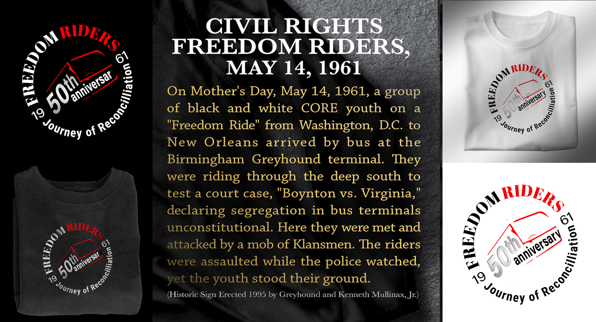 Custom commemorative design featuring the 1961 Civil Rights Freedom Riders and a historic quote.
