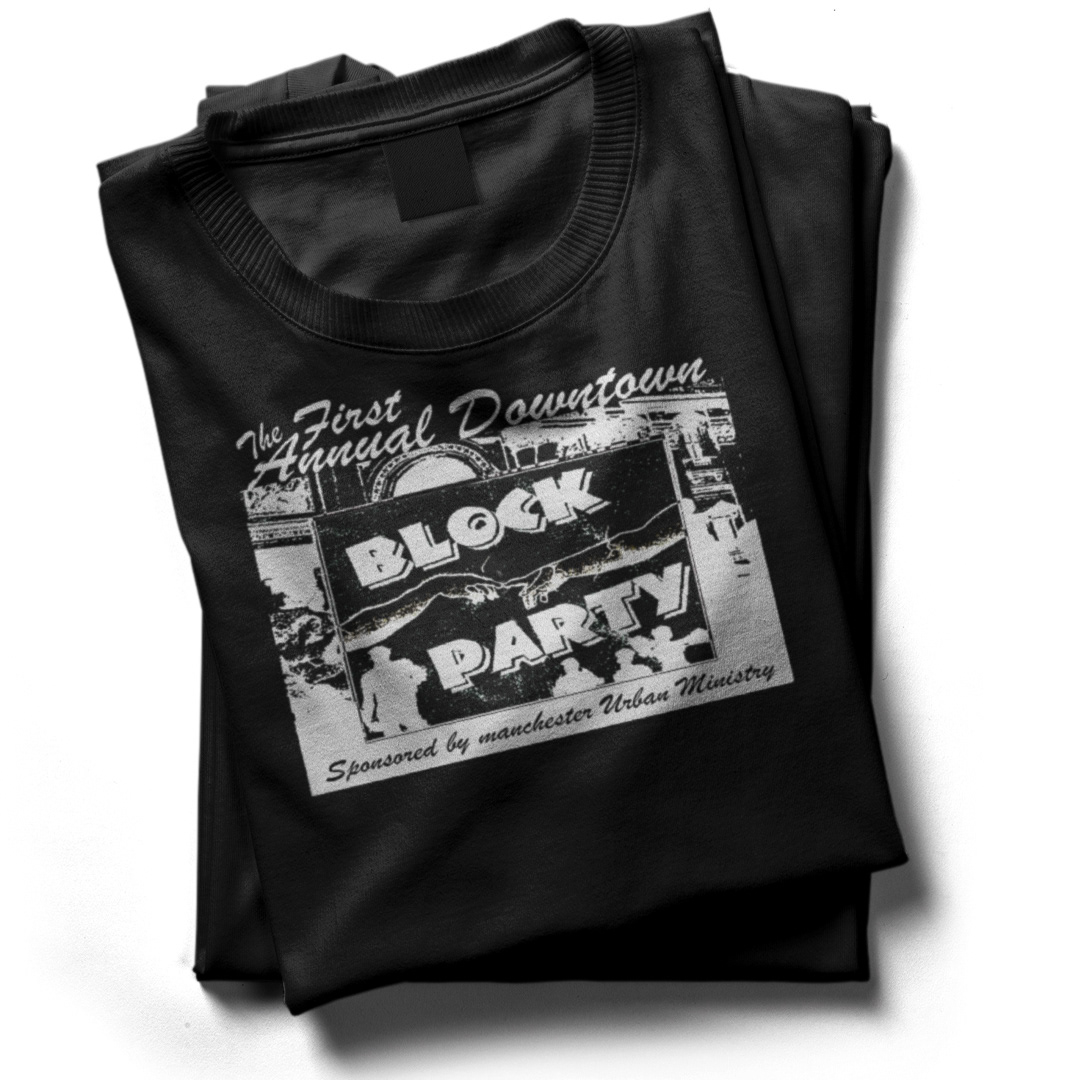Striking custom artwork pops on a black t-shirt