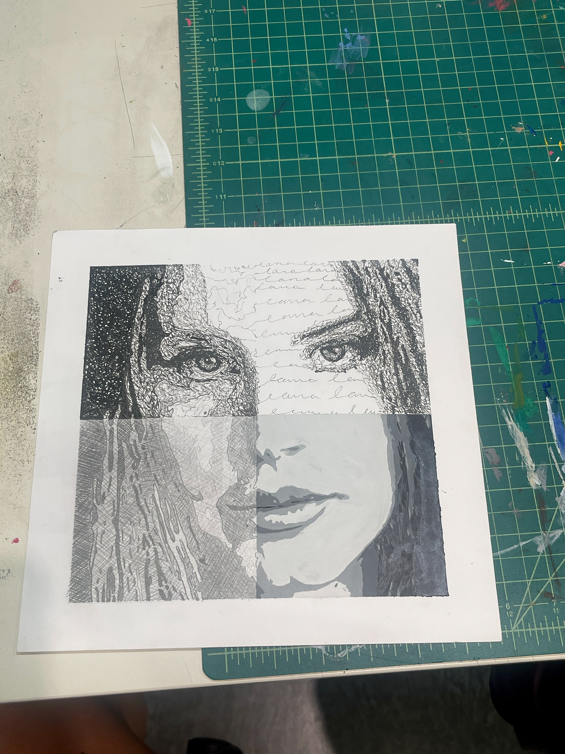 lana del ray | pen, pencil, sharpie, gouache paint on canvas paper | 2023