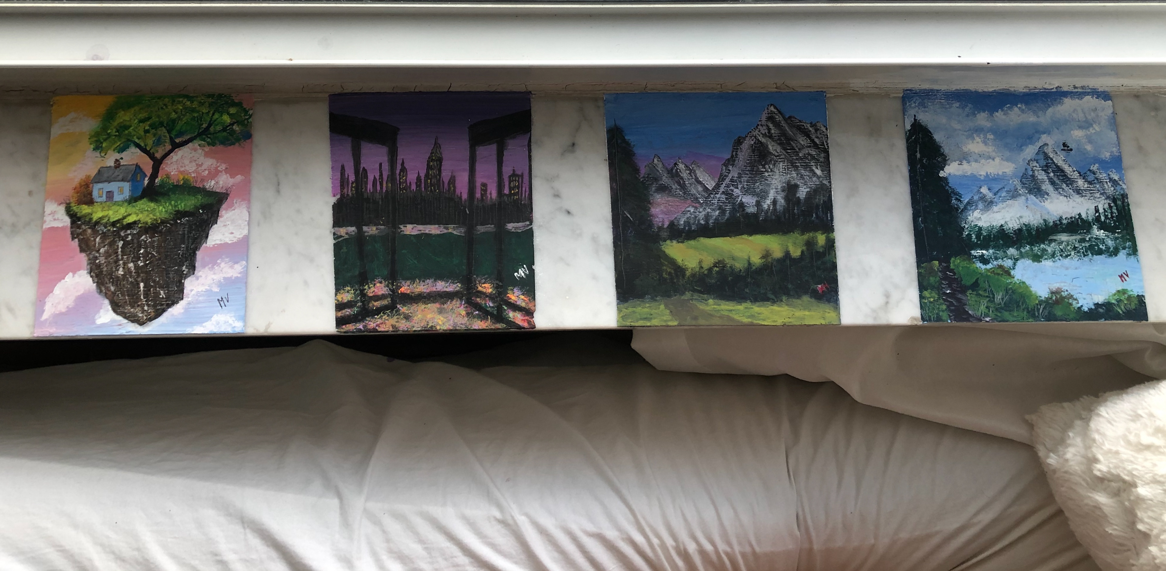 4 corners | acrylic on marble windowsill | 2020