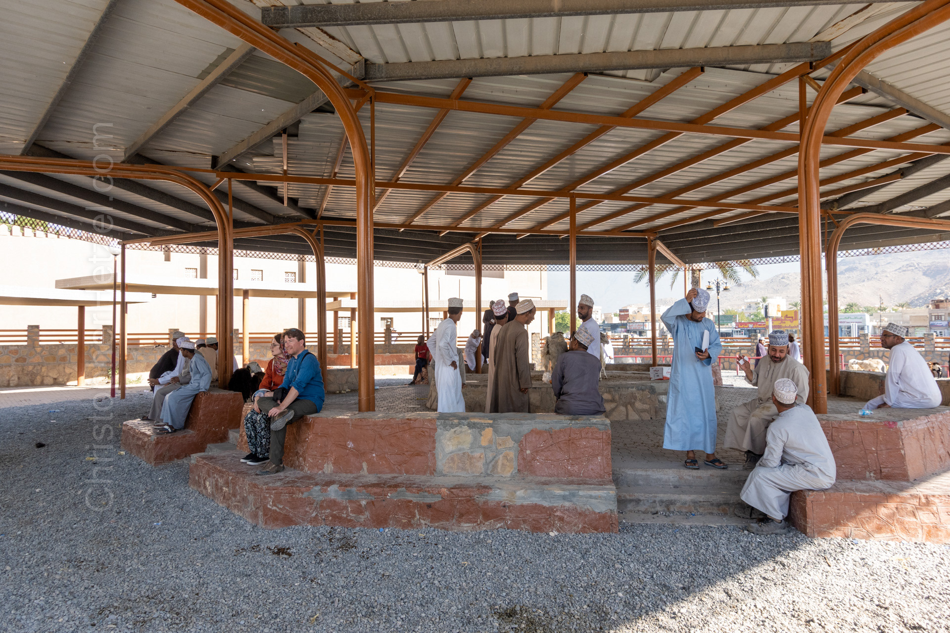 The animal market pavilion at the end of the event, after the crowds have dispersed.