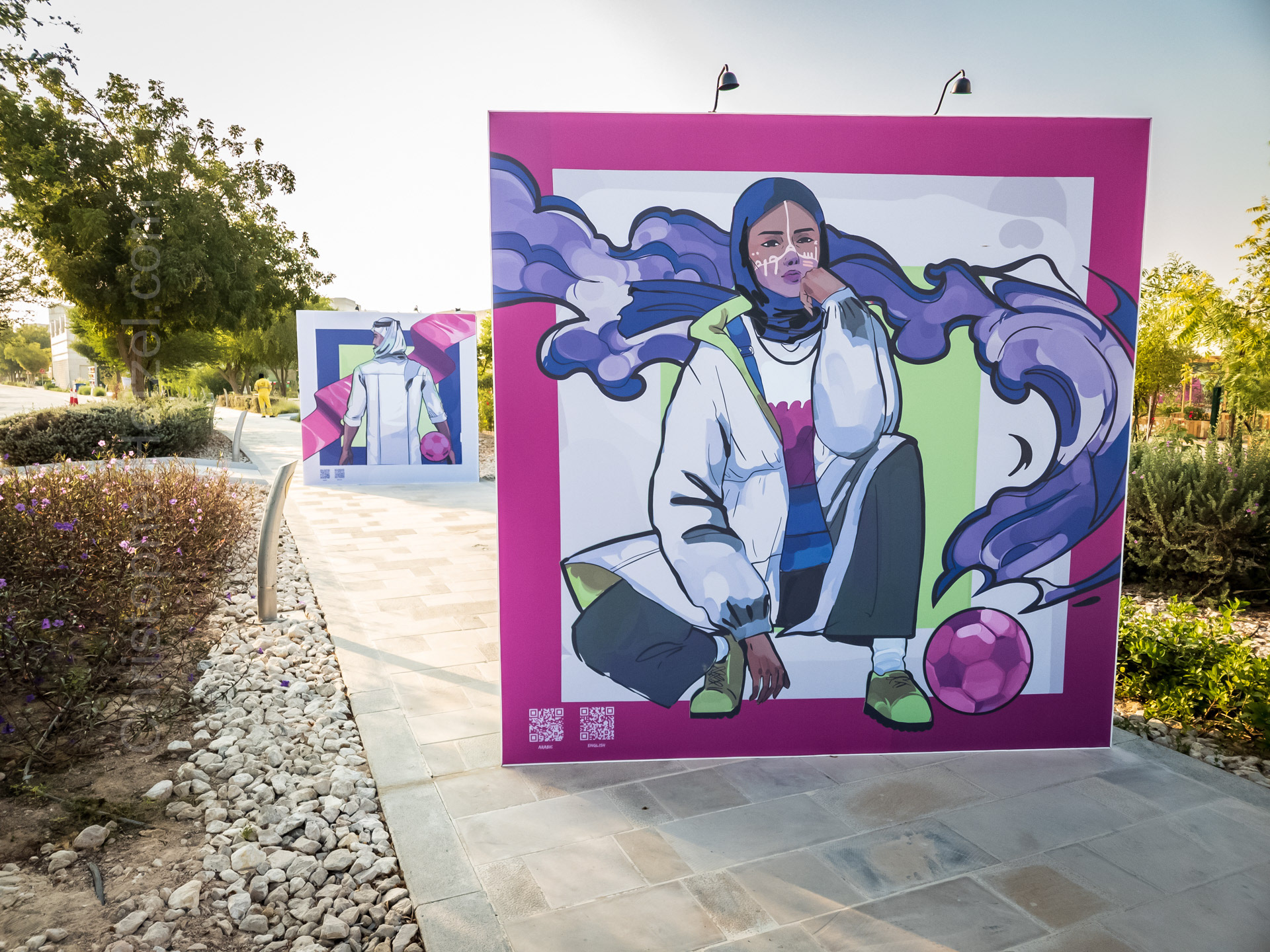 One of many sights in Education City on our way to the stadium.