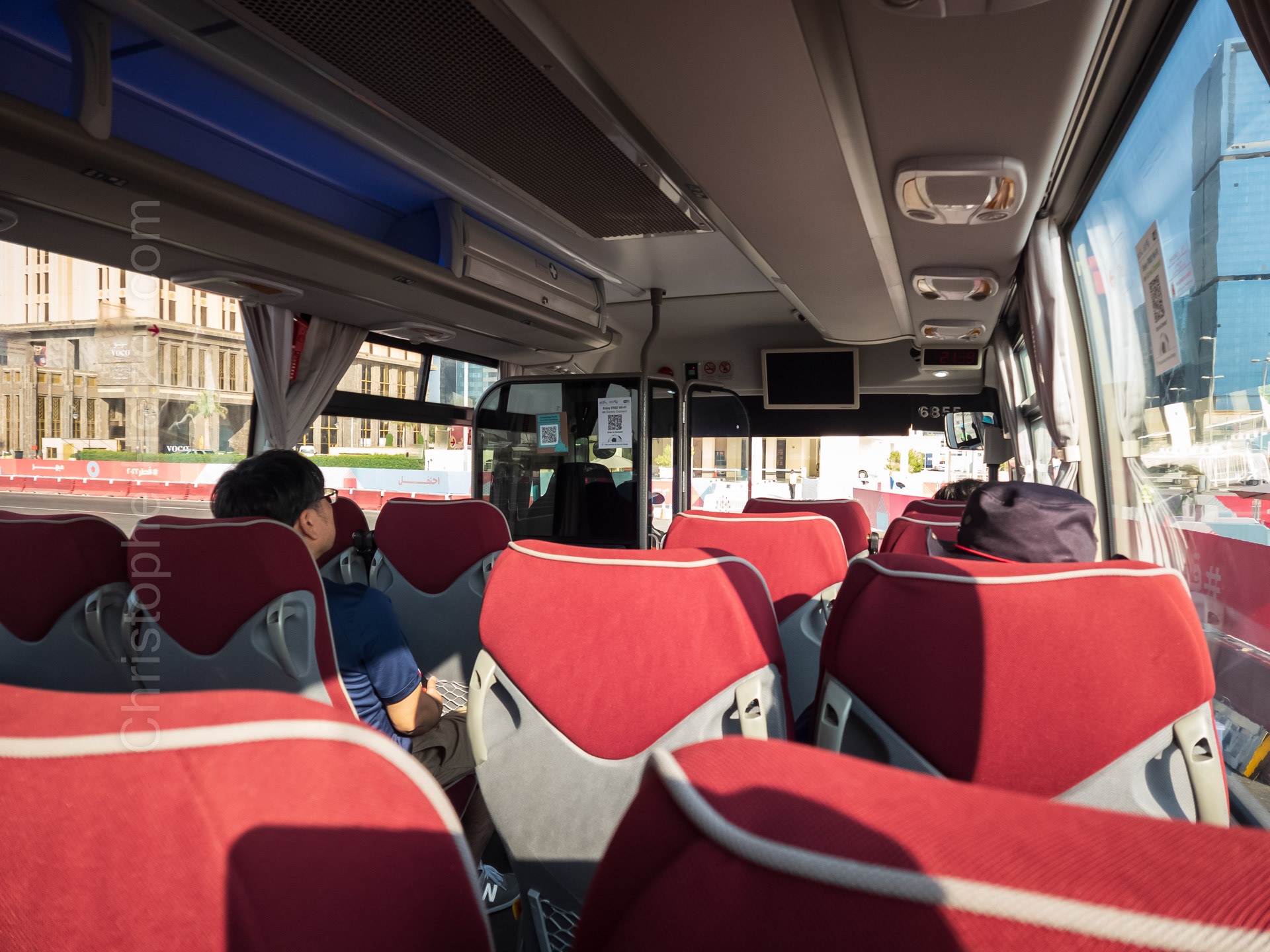 Done with the Corniche, on the shuttle to the Education City Stadium!