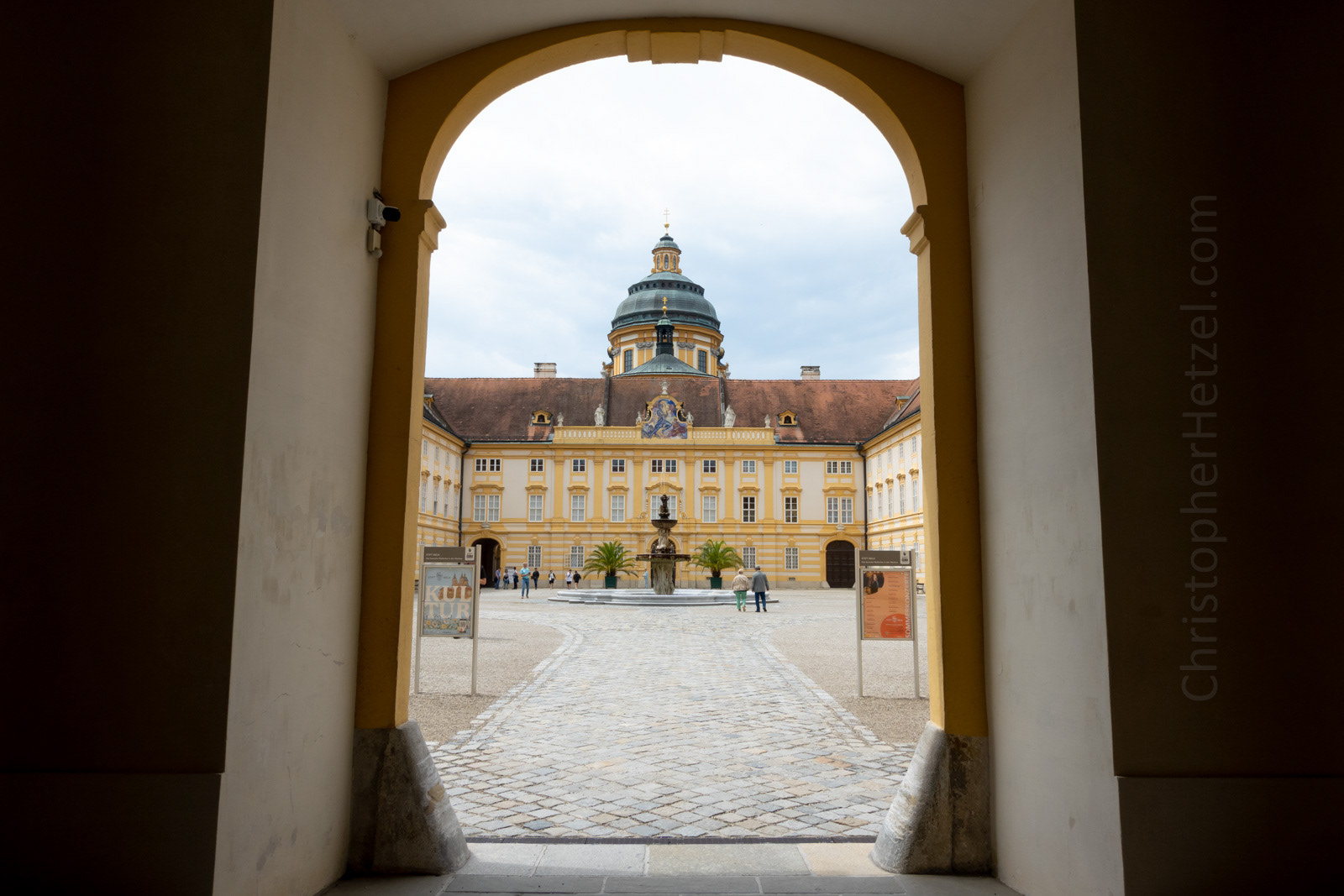 A view of Prelate's Courtyard from the St. Benedict's Hall portal