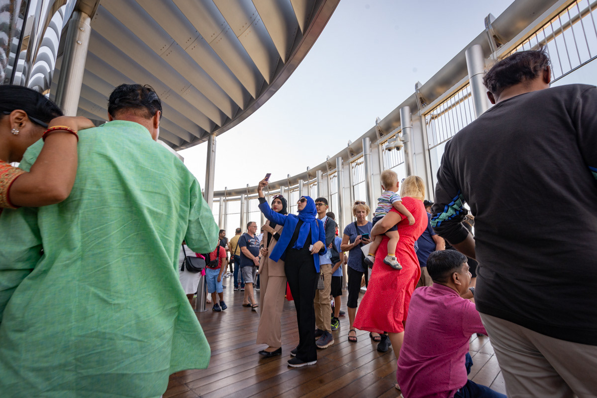 People watching on the 124th floor of the Burj Khalifa.