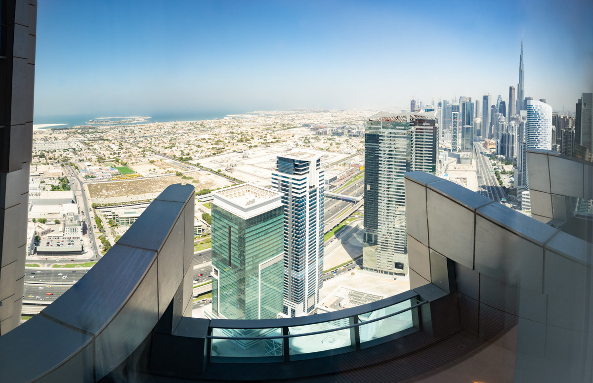 Downtown Dubai and the Burj Khalifa from the window of our hotel room, which was on the 56th floor.